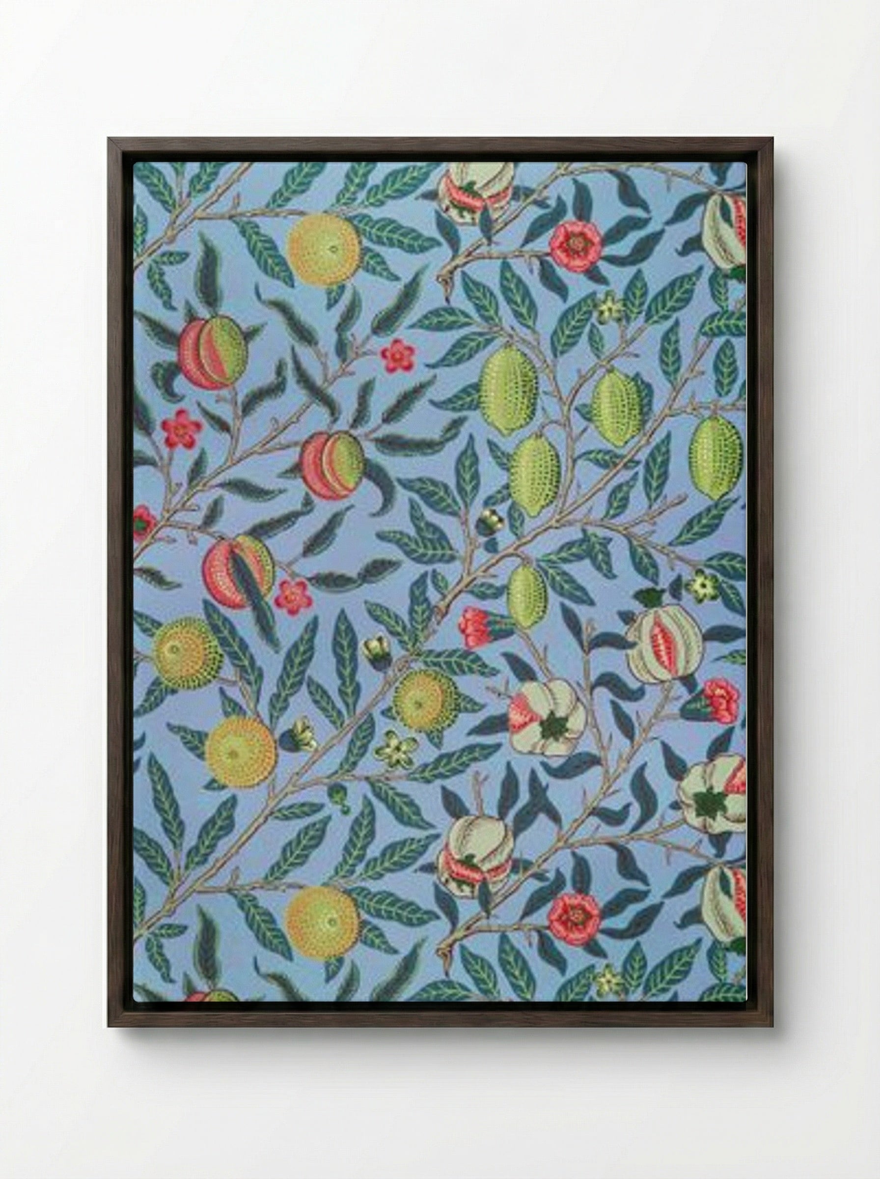Fruit or Pomegranate - William Morris - Framed Canvas Dark Wood