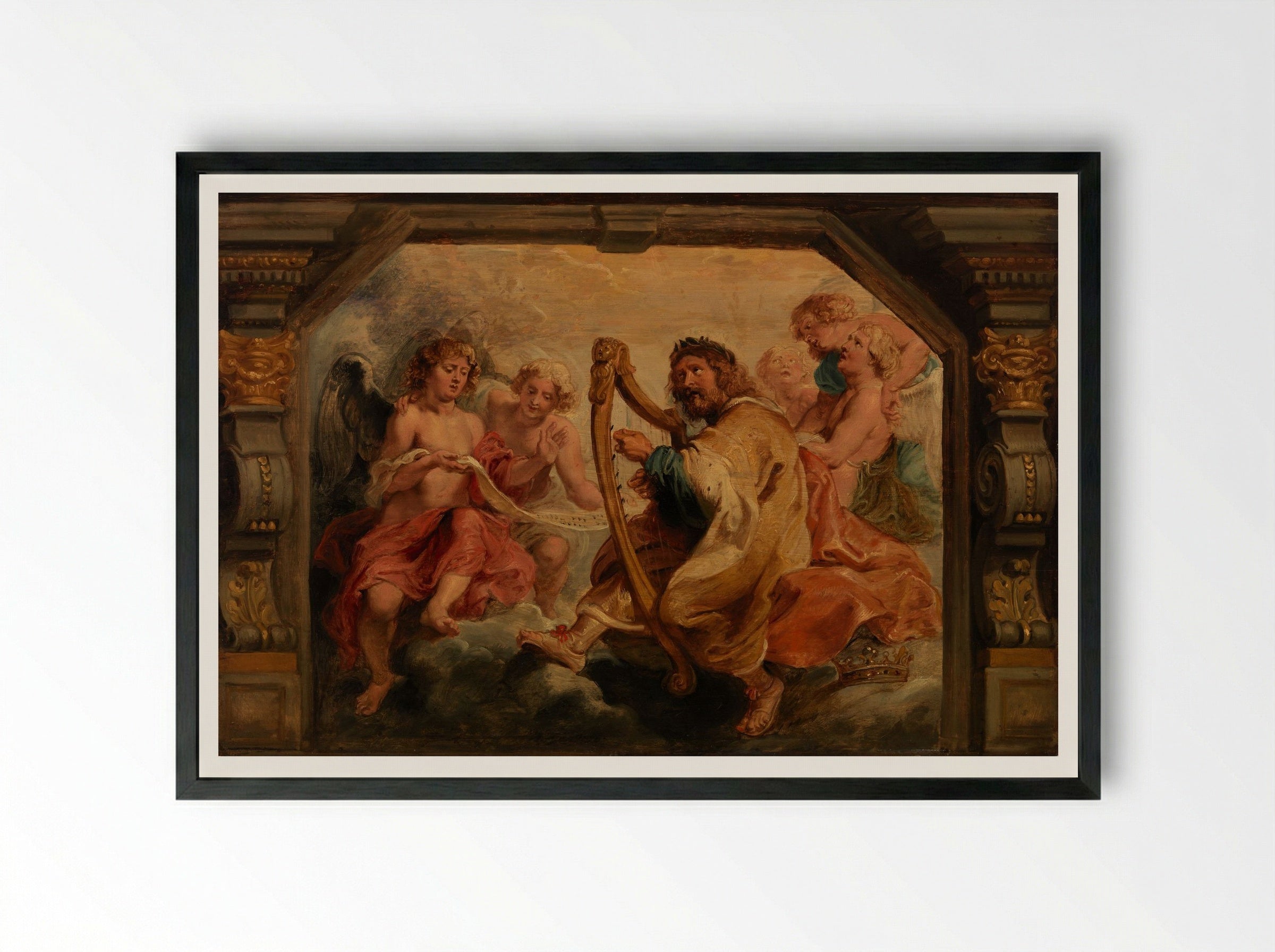 King David Playing the Harp - Peter Paul Rubens - Framed Print Black