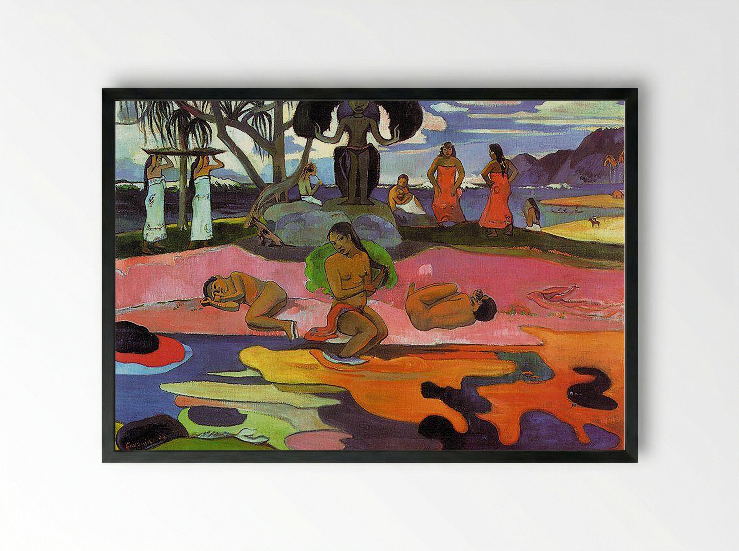 Day of the God (Mahana No Atua) - Paul Gauguin - Framed Print Black