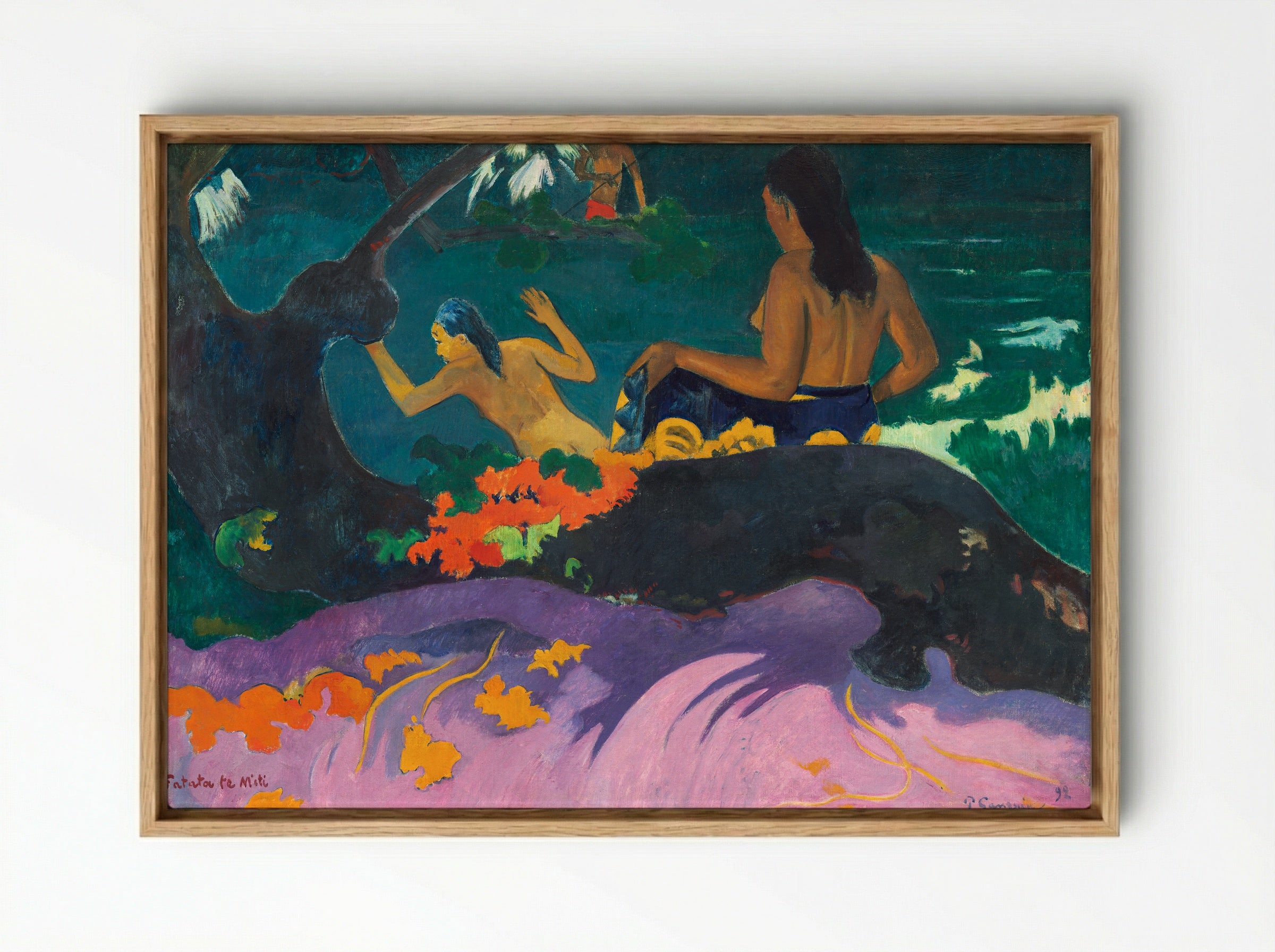 By the Sea (Fatata te Miti) - Paul Gauguin - Framed Canvas Wood