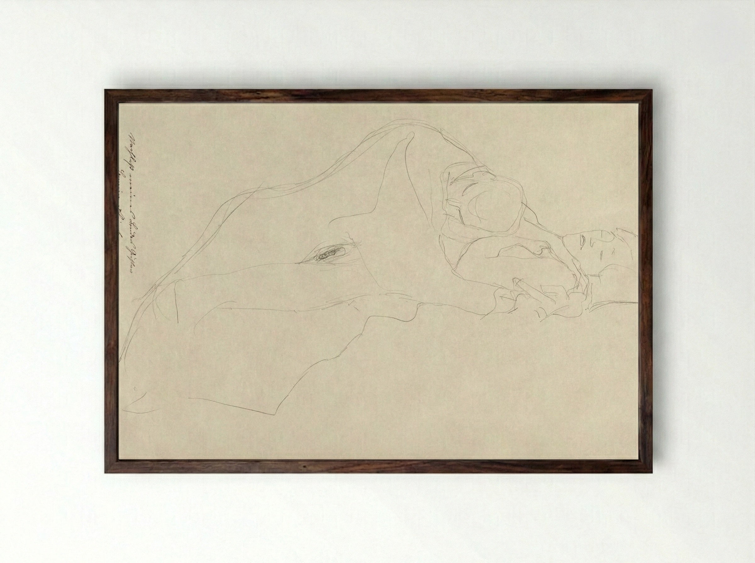 The Lovers - Gustav Klimt - Framed Print Dark Wood
