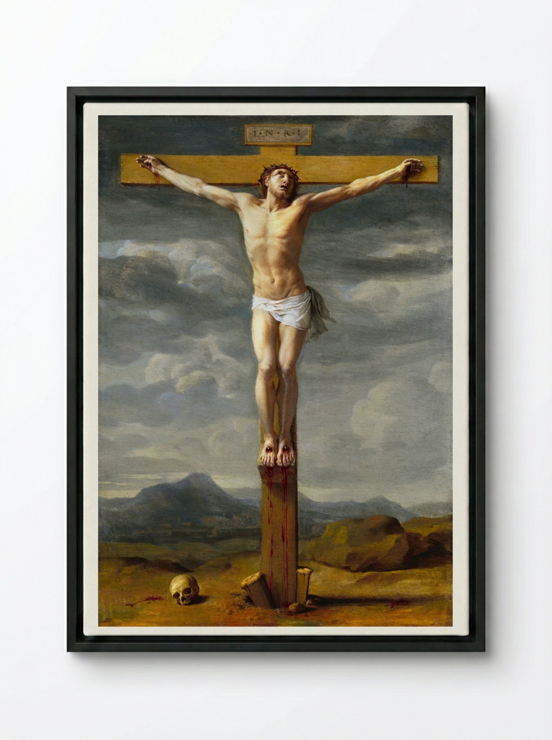 Crucifixion - Eustache Le Sueur - Framed Canvas Black