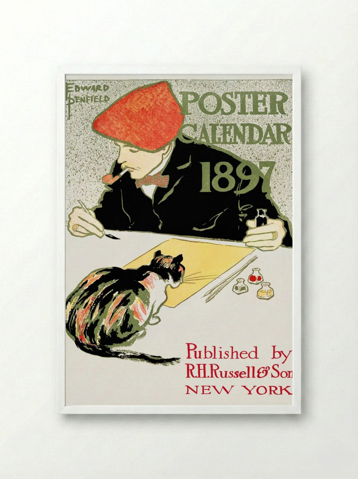 Poster Calendar 1897 - Edward Penfield - Framed Print White