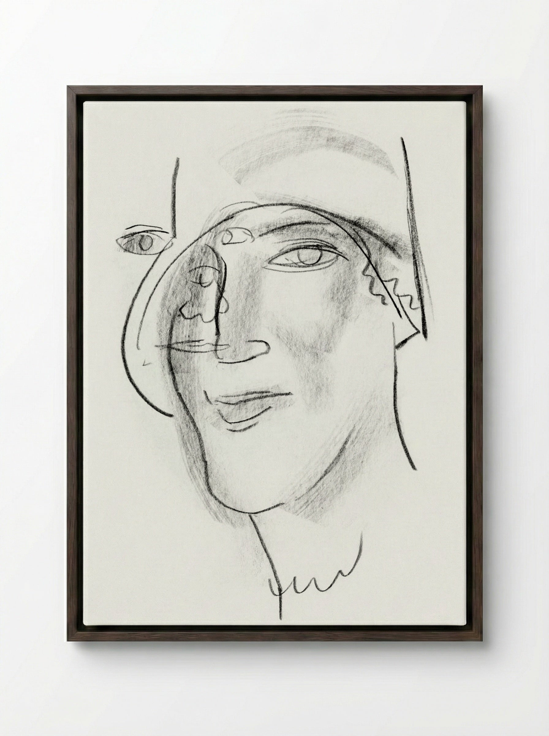 Woman's Head and Face - Leo Gestel - Framed Canvas Dark Wood