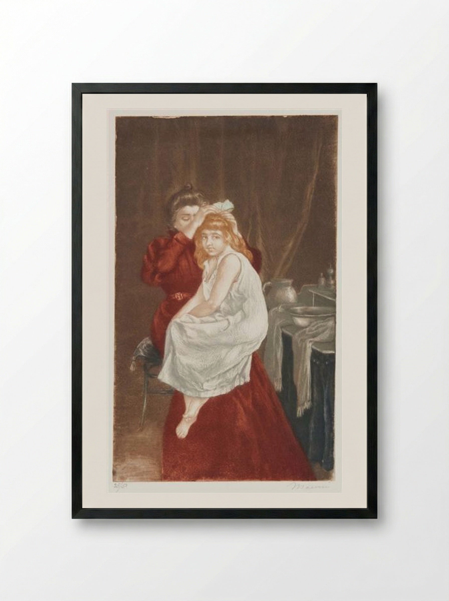 Le ruban de coiffure - Charles Maurin - Framed Print Black
