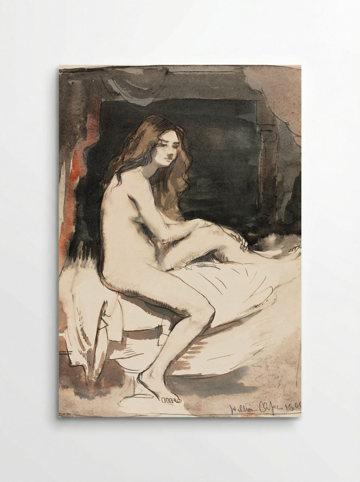 Nude Study of a Seated Woman - William Orpen - Poster