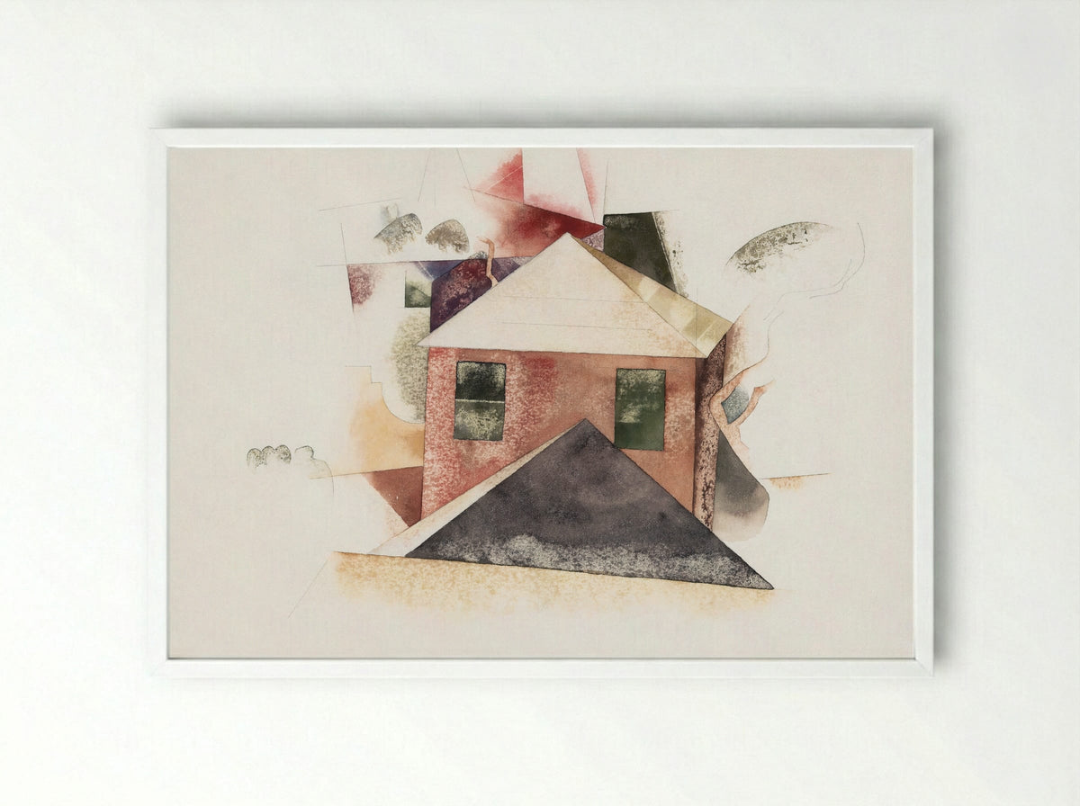 Houses with Red - Charles Demuth - Framed Print White