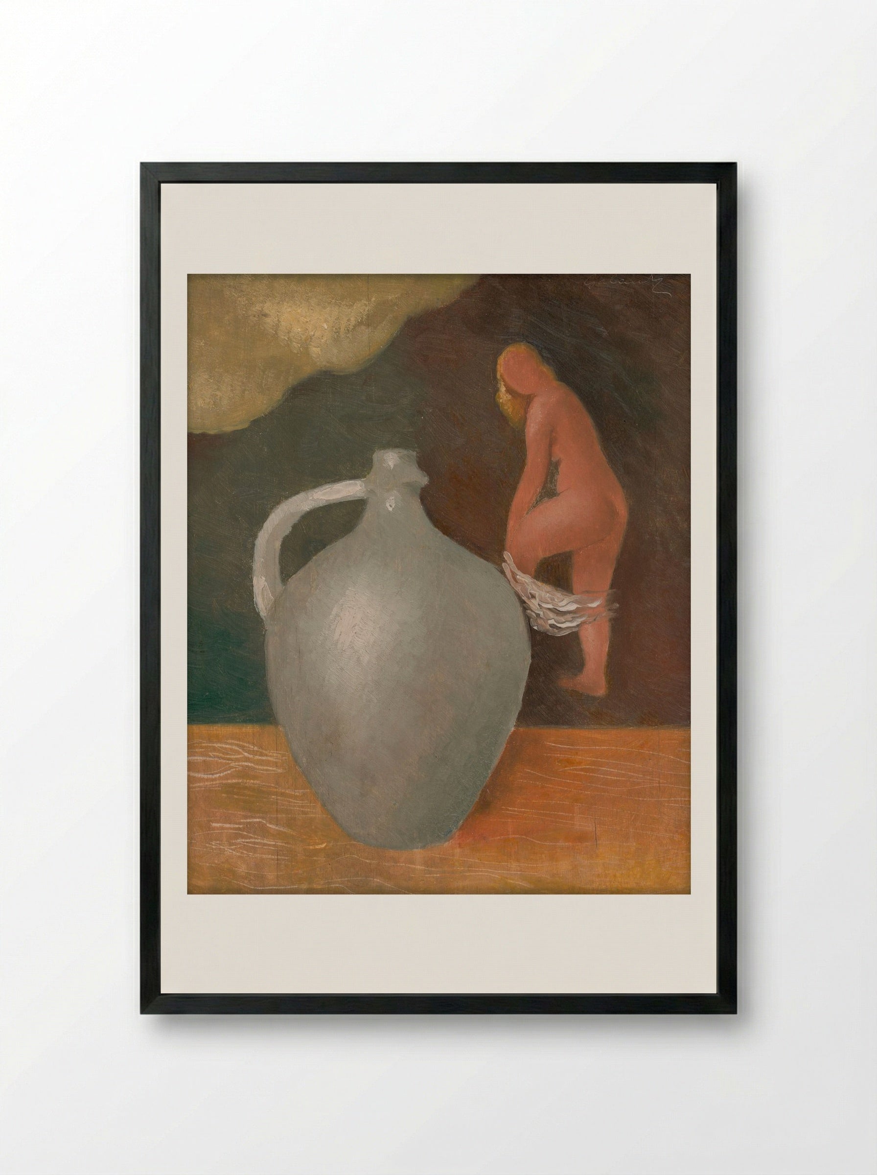 Woman with Jar - Mikuláš Galanda - Framed Print Black