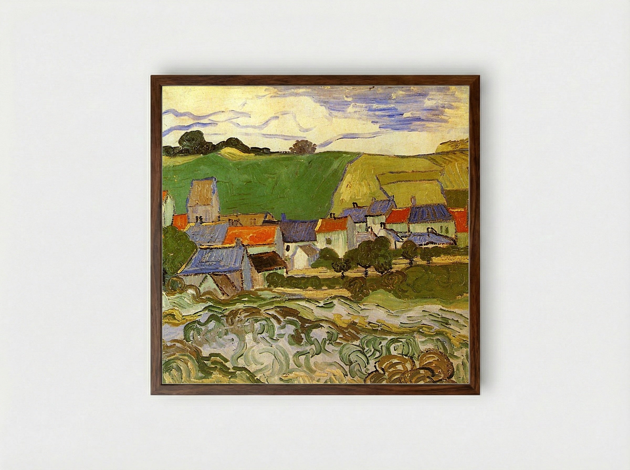 View of Auvers - Vincent van Gogh - Framed Print Dark Wood