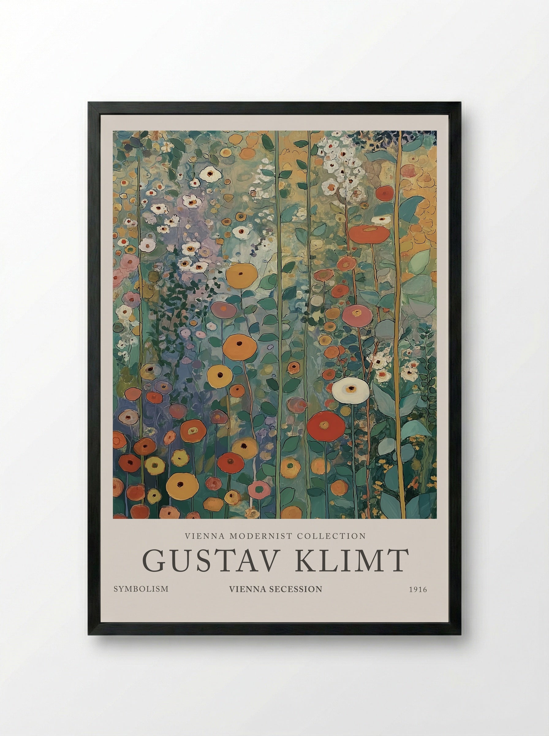 Verdant Garden Light - Gustav Klimt - Framed Print Black