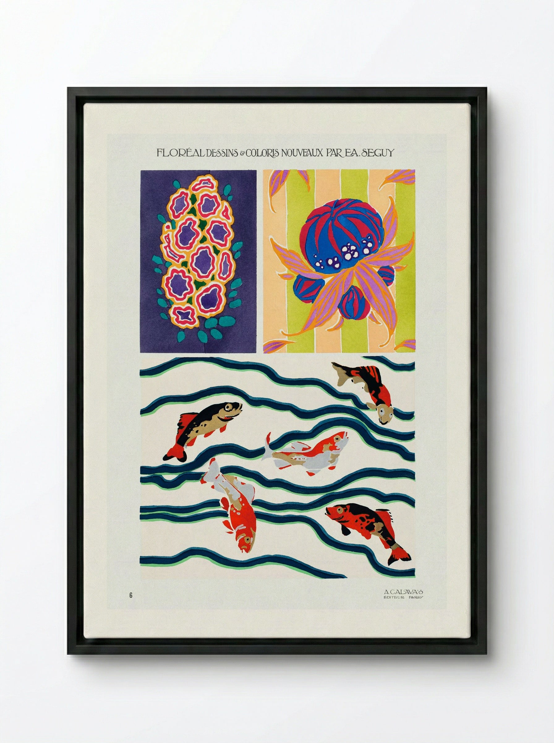 Floréal Dessins et Coloris Nouveaux - Émile-Allain Séguy - Framed Canvas Black