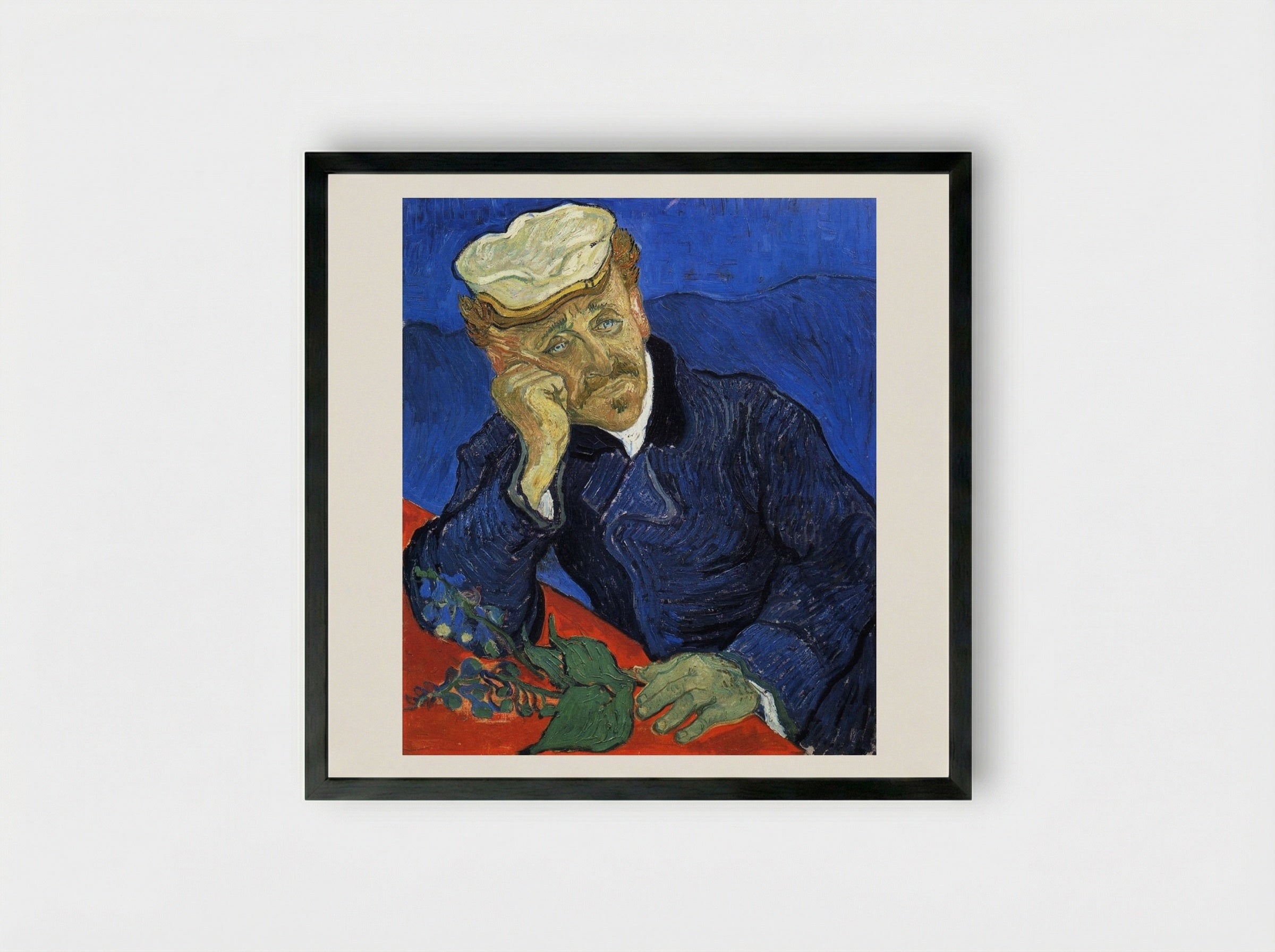 Portrait of Dr. Gachet - Vincent van Gogh - Framed Print Black