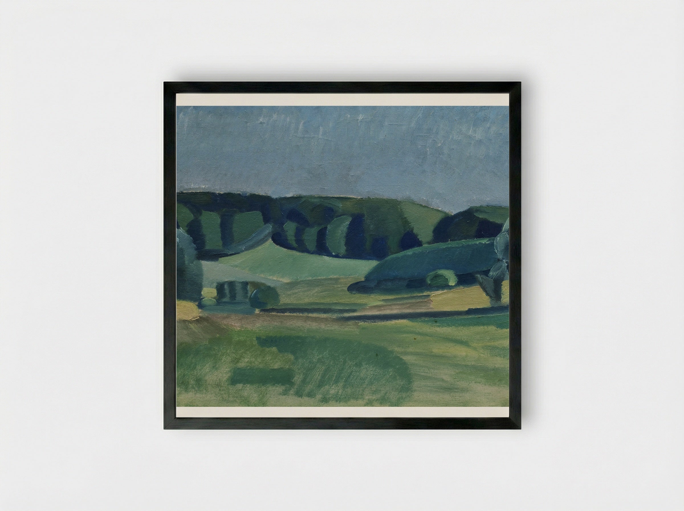 Landscape with Green Fields - Harald Giersing - Framed Print Black