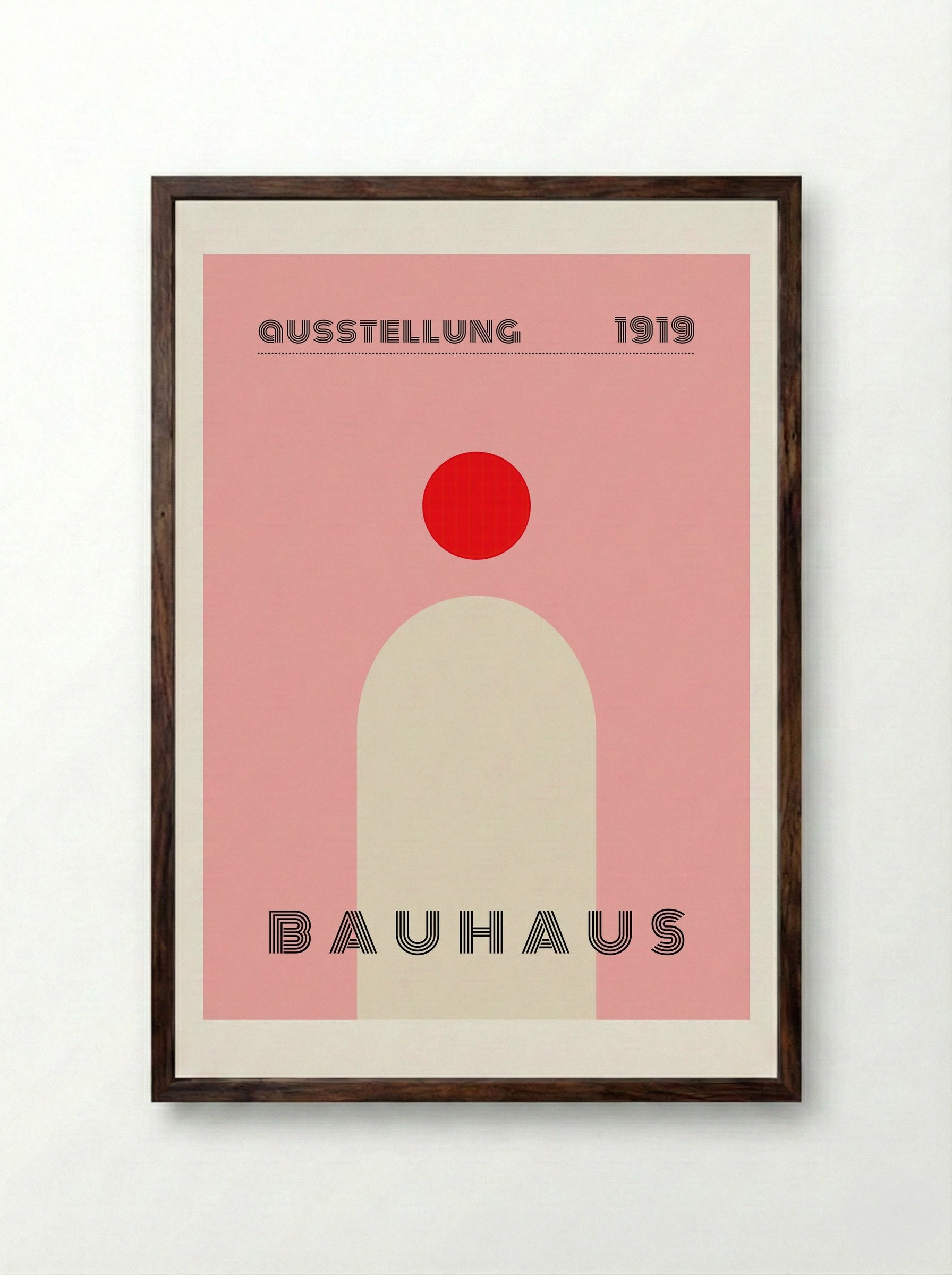 Bauhaus Rising Form - 1919 Exhibition Poster - Framed Print Dark Wood