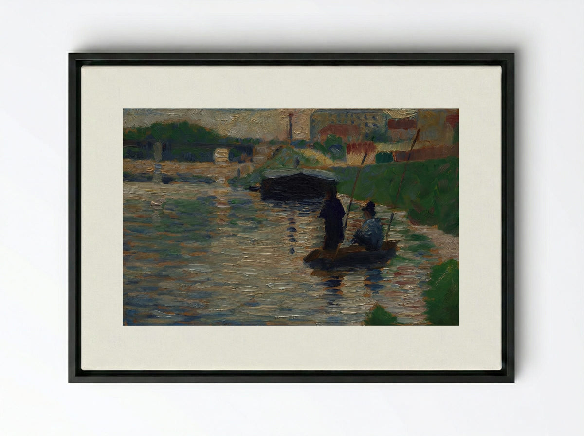View of the Seine - Georges Seurat - Framed Canvas Black