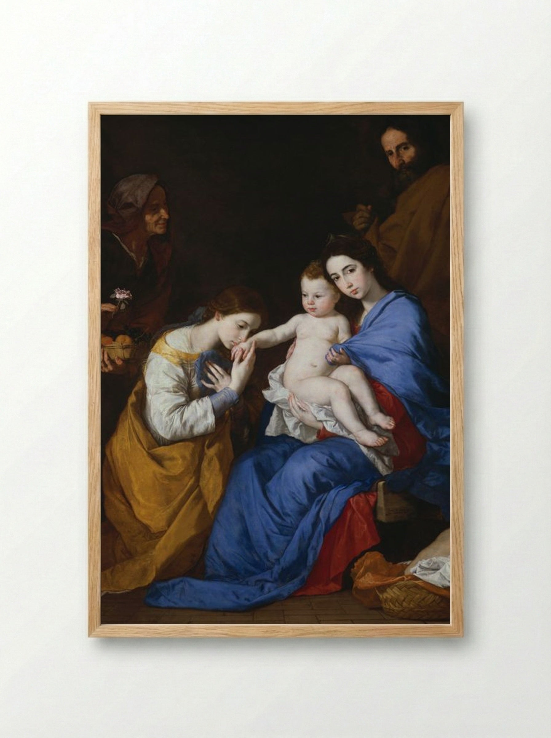 The Holy Family with Saints Anne and Catherine of Alexandria - Jusepe de Ribera - Framed Print Wood