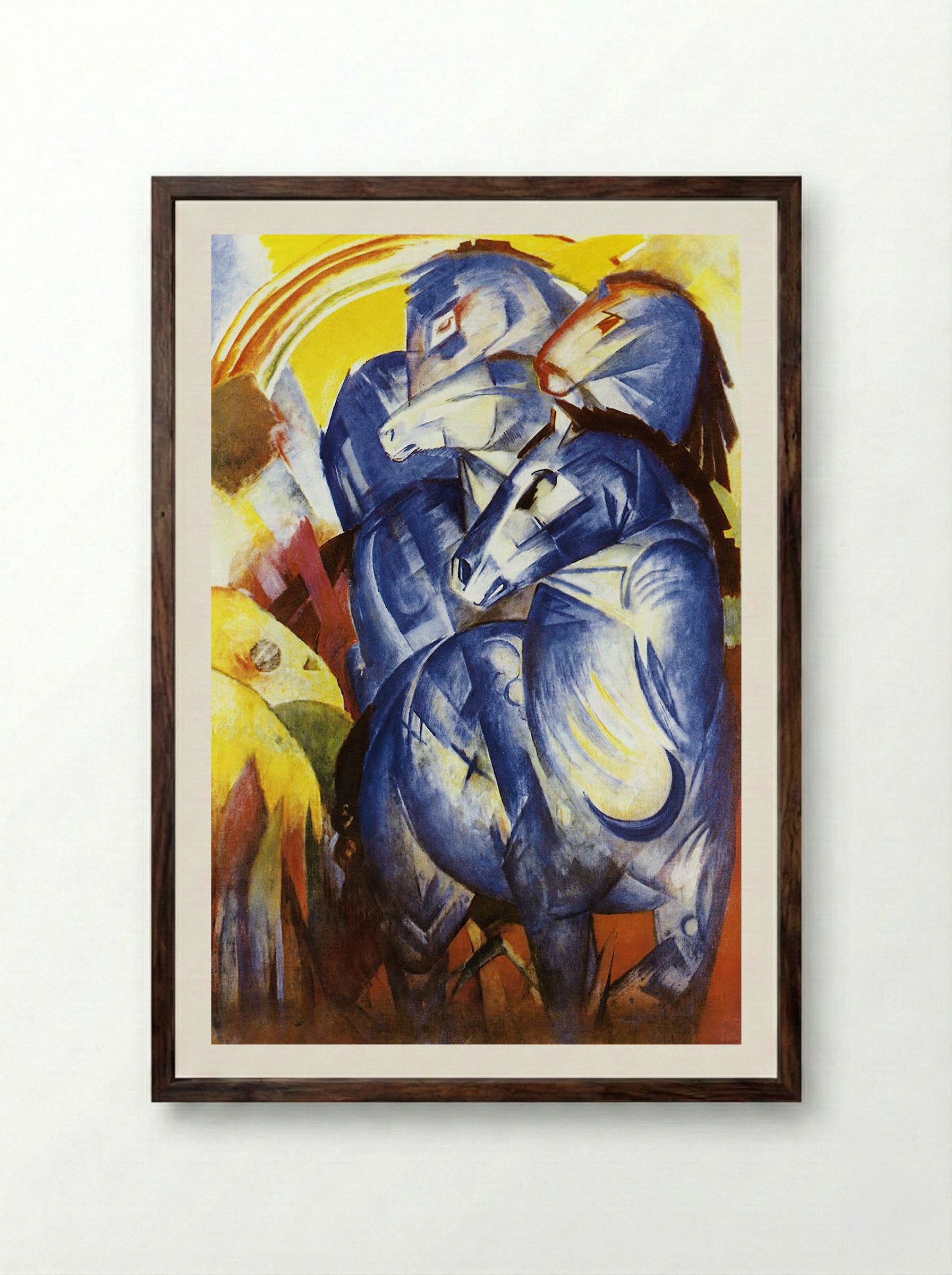 The Tower of Blue Horses - Franz Marc - Framed Print Dark Wood