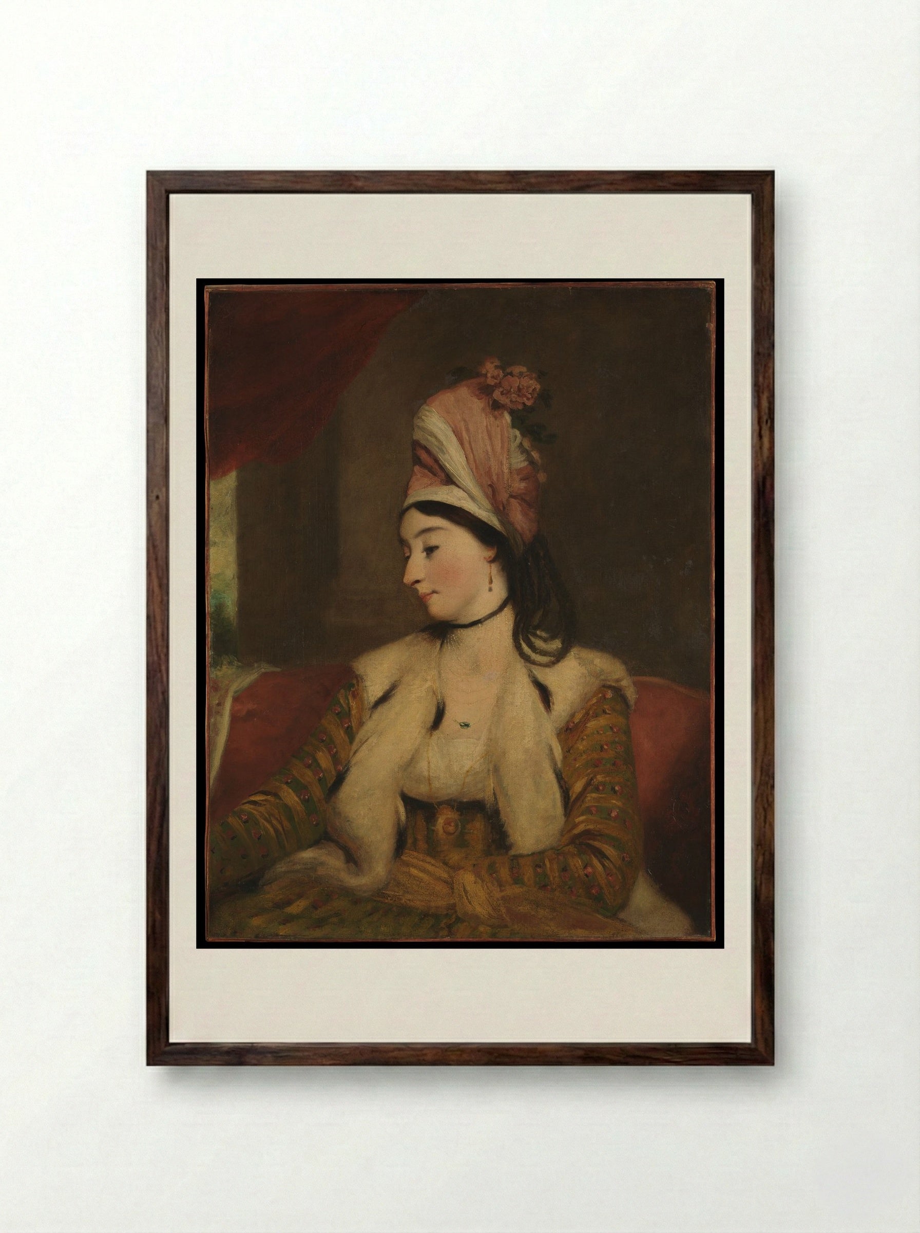 Mrs. George Baldwin (Jane Maltass, 1763–1839) - Sir Joshua Reynolds - Framed Print Dark Wood