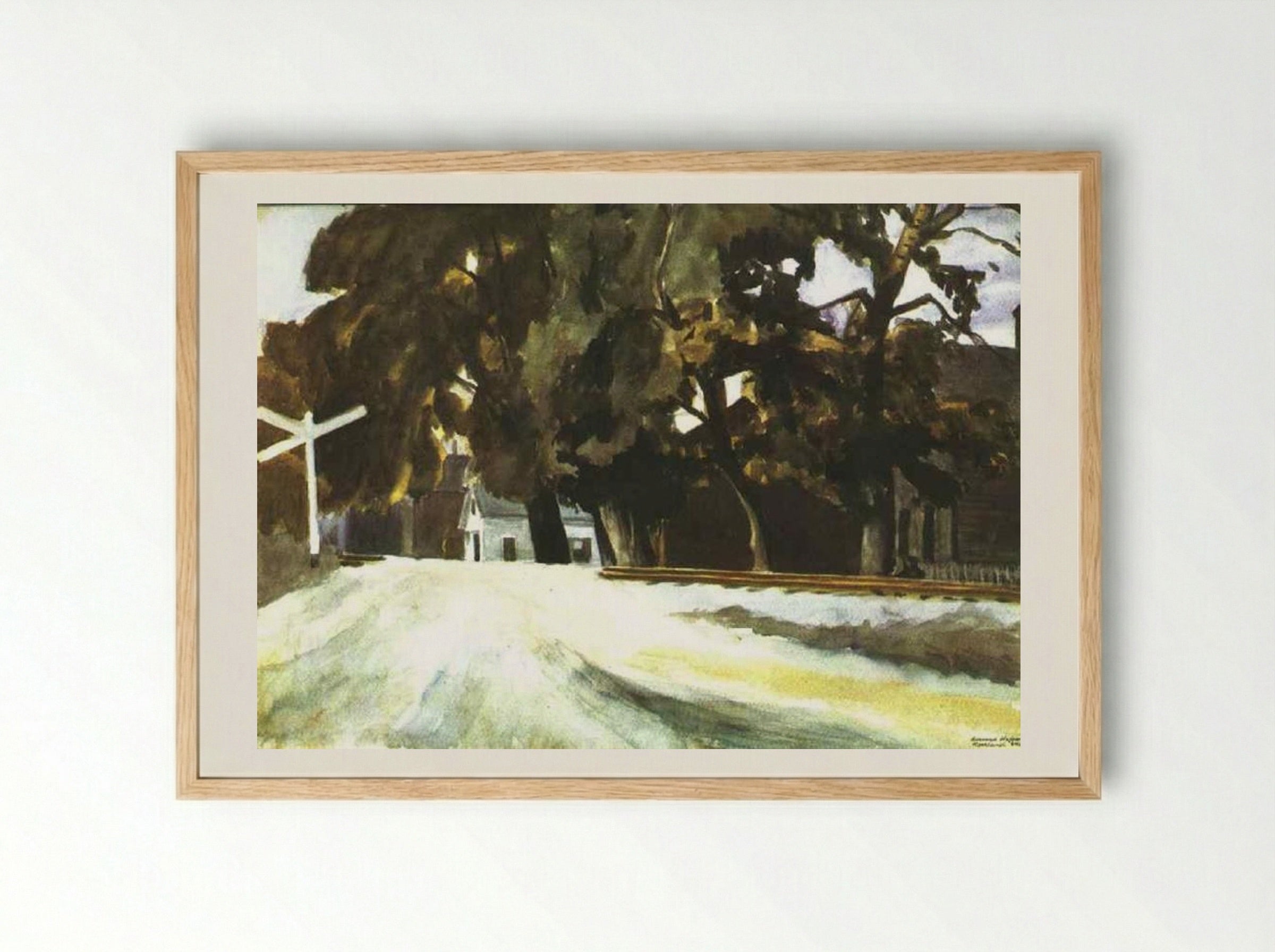 Railroad Crossing - Edward Hopper - Framed Print Wood
