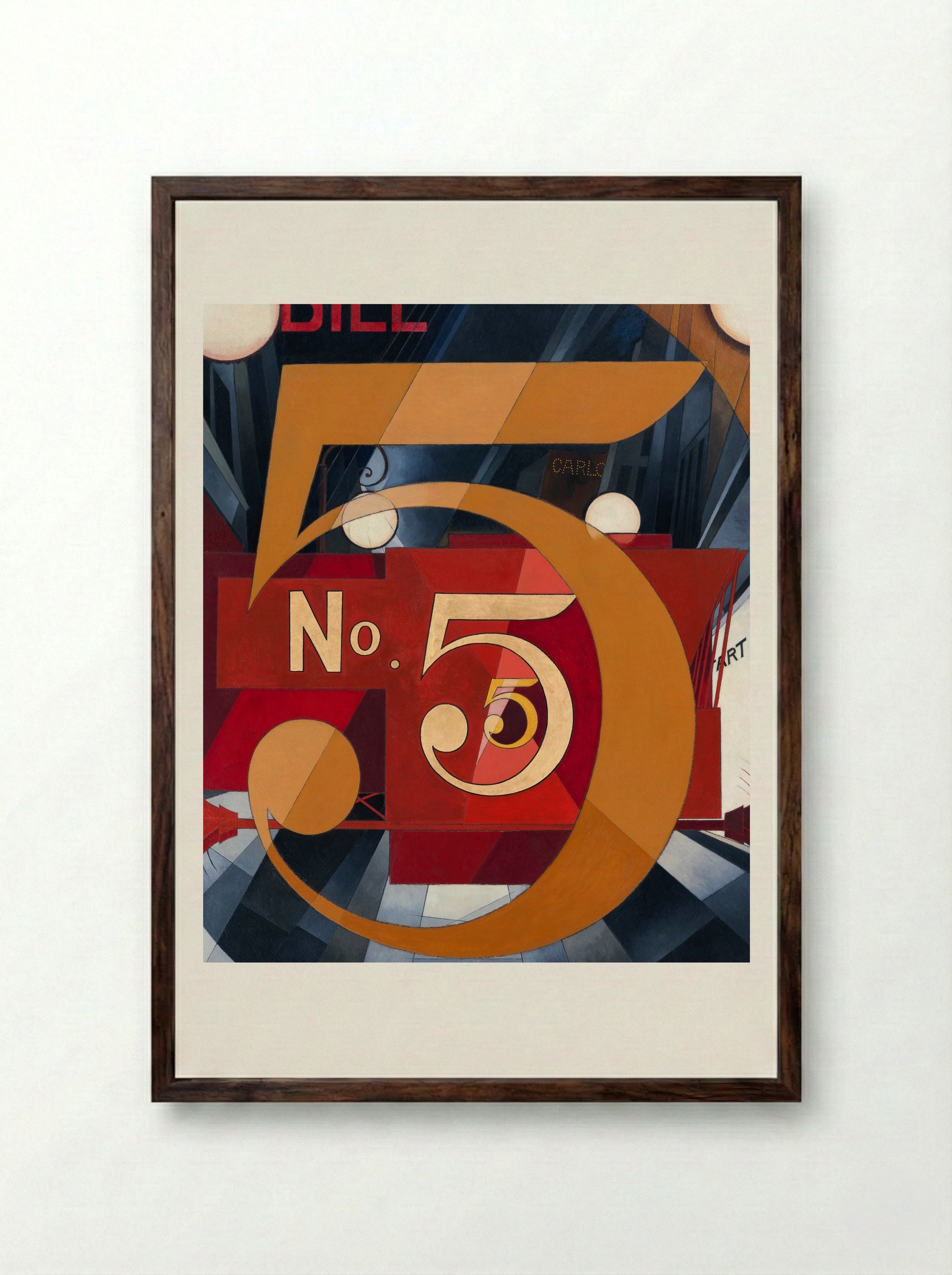 I Saw the Figure 5 in Gold - Charles Demuth - Framed Print Dark Wood