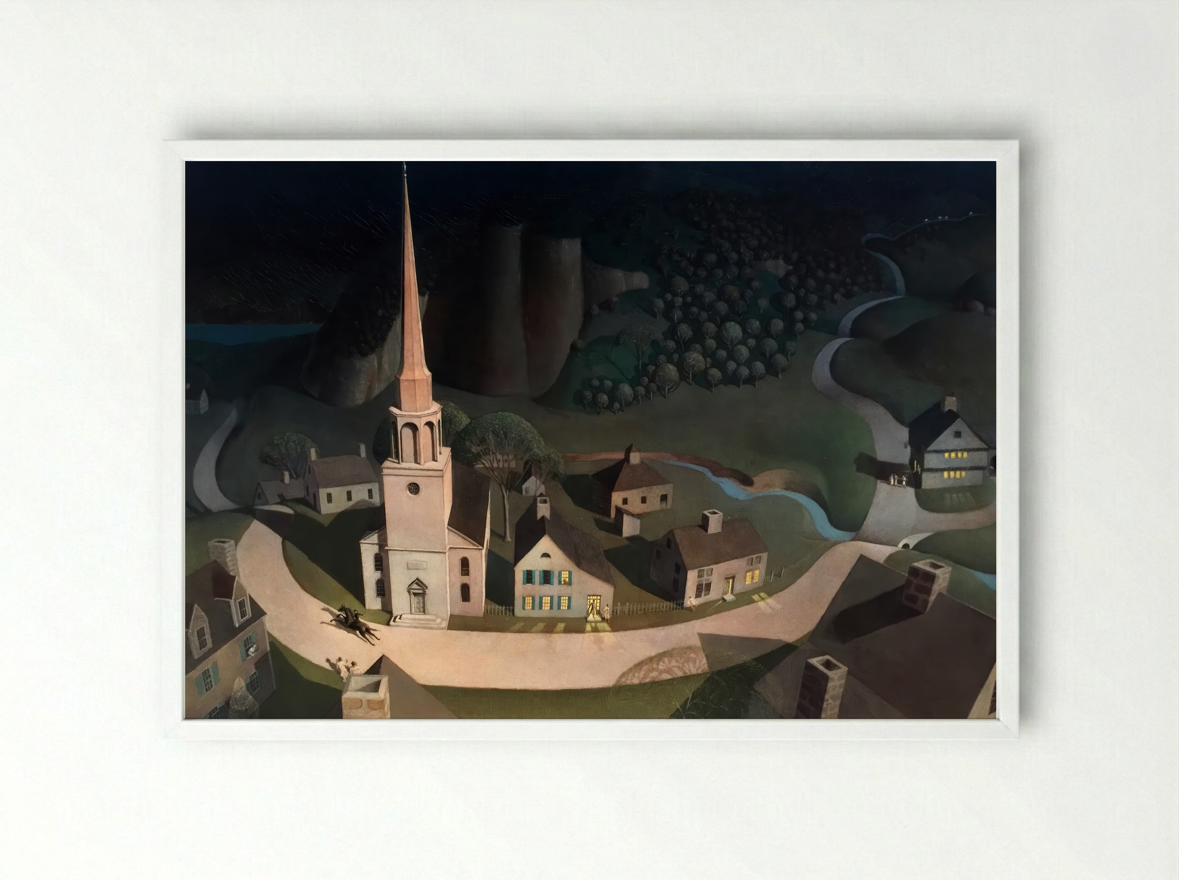 The Midnight Ride of Paul Revere - Grant Wood - Framed Print White