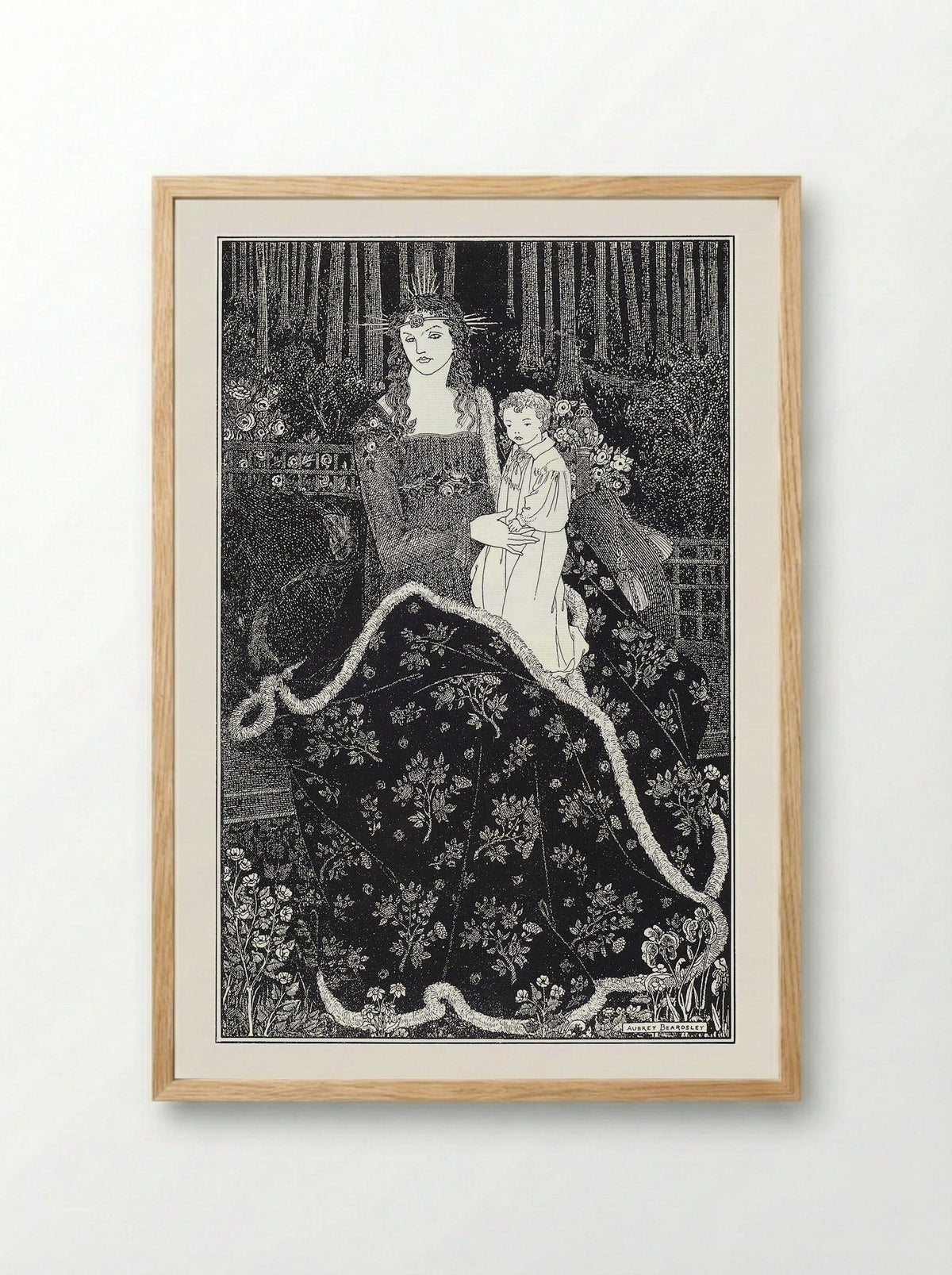 A Christmas Card - Aubrey Beardsley - Framed Print Wood