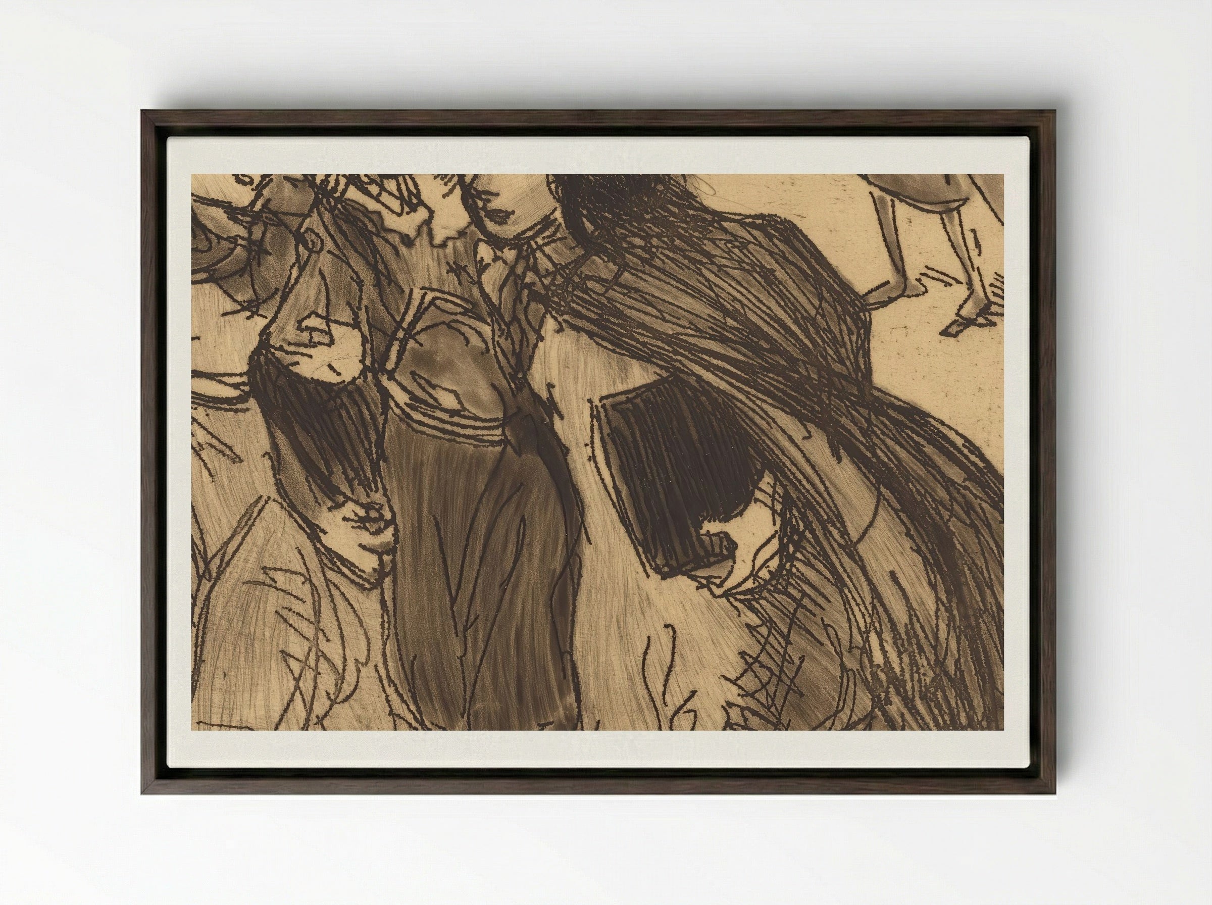 Girls Coming from School - Théophile Alexandre Steinlen - Framed Canvas Dark Wood