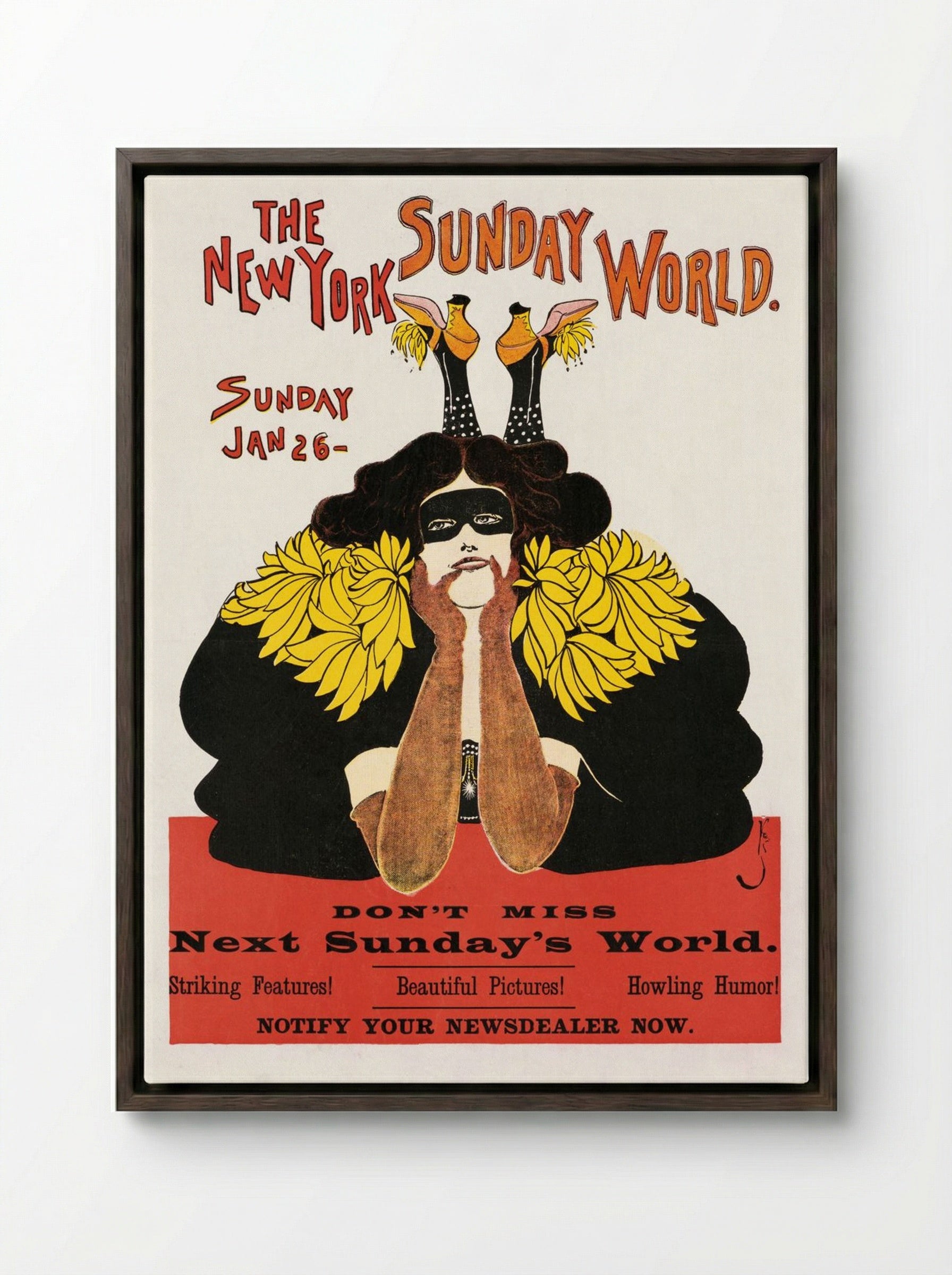 The New York Sunday World, January 26, 1896 - Frank King - Framed Canvas Dark Wood