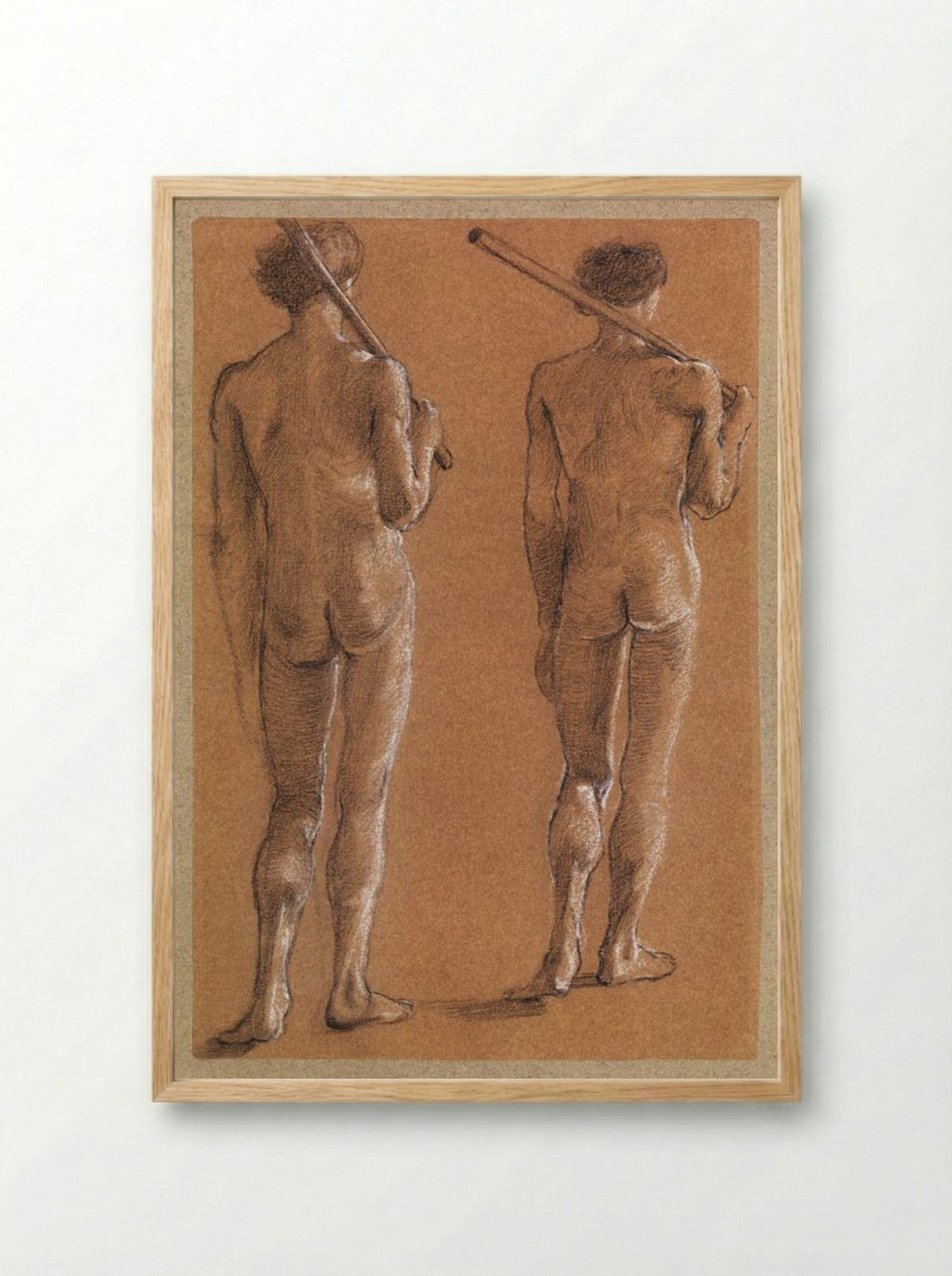 Male Nude Studies of Two Soldiers for 'The Princess Led to the Dragon' - Edward Burne-Jones - Framed Print Wood