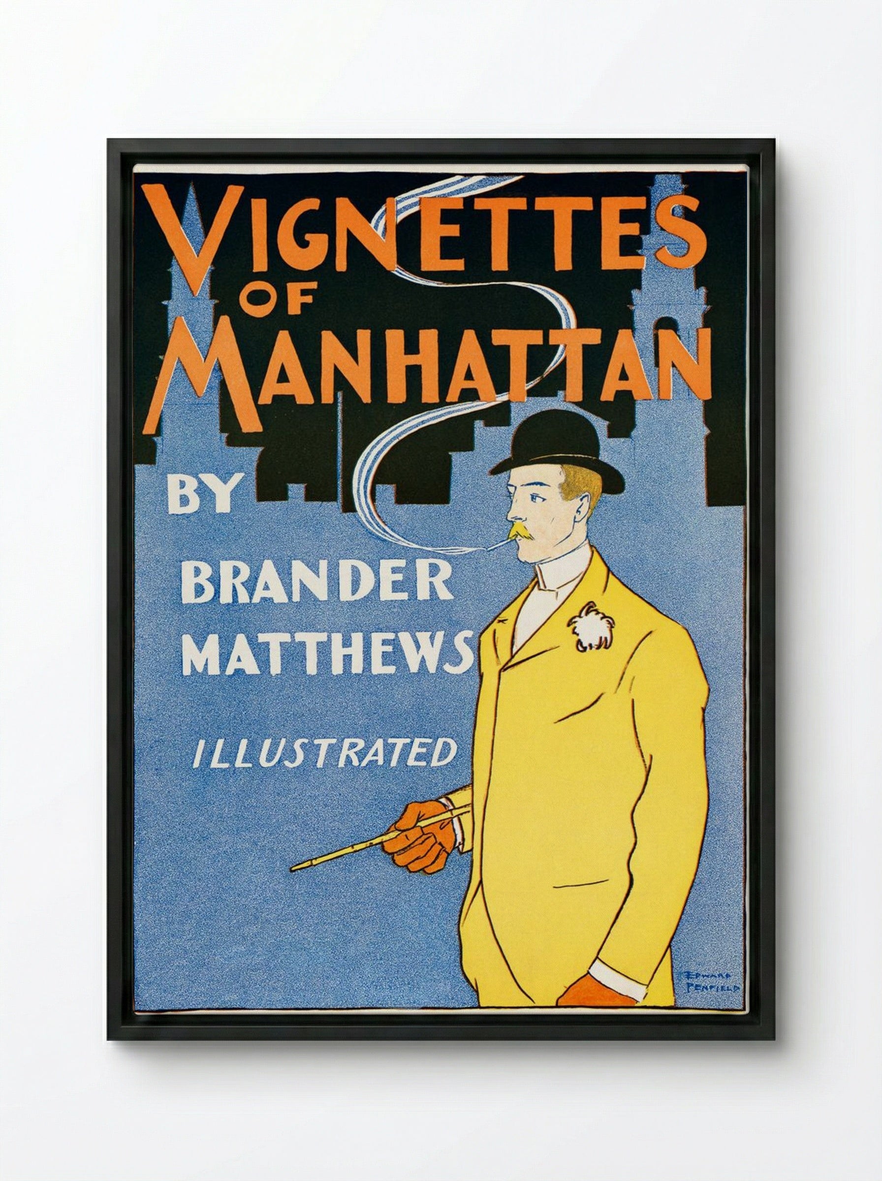 Vignettes of Manhattan - Edward Penfield - Framed Canvas Black