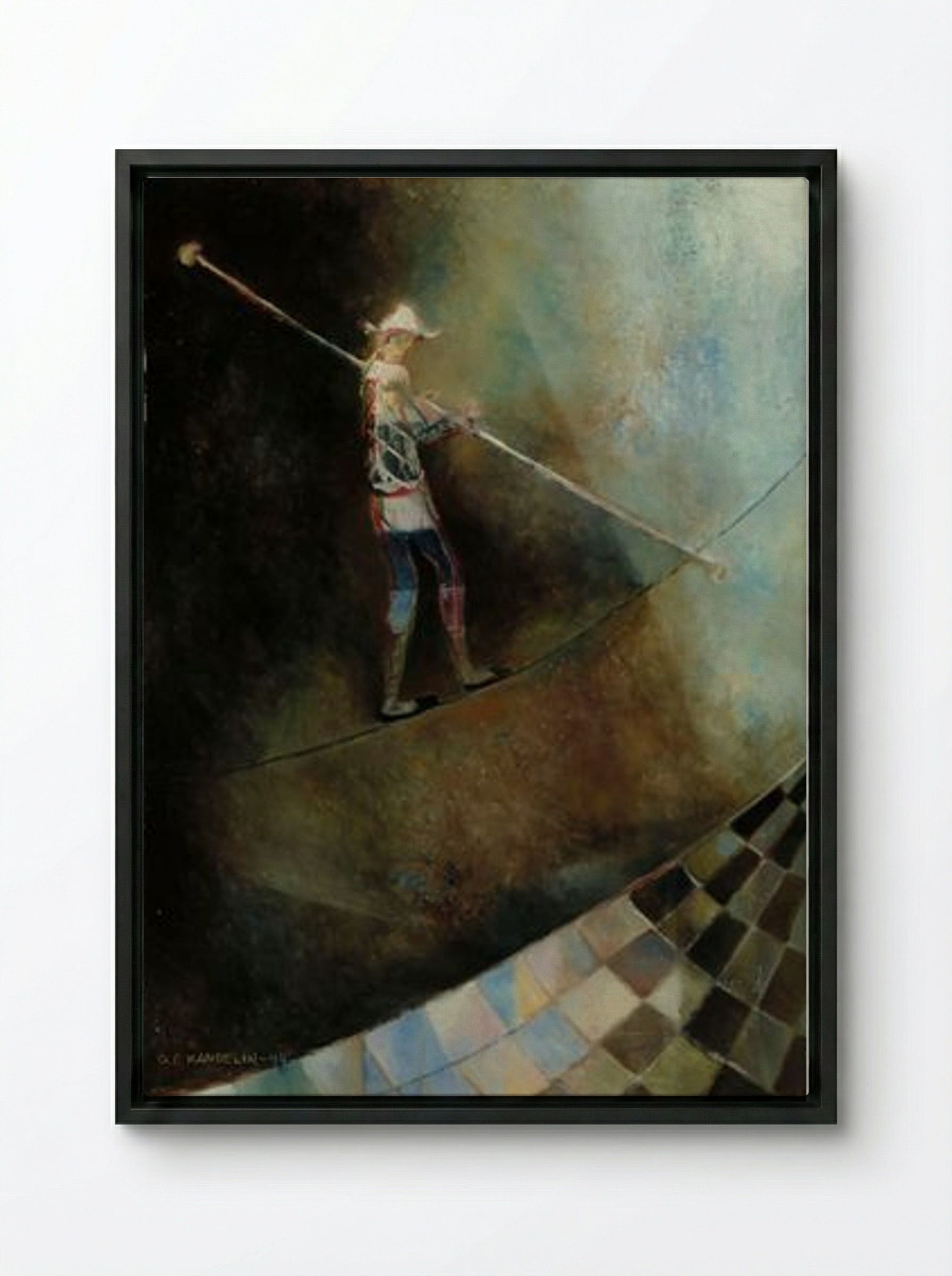 The Rope-Dancer - Ole Kandelin - Framed Canvas Black