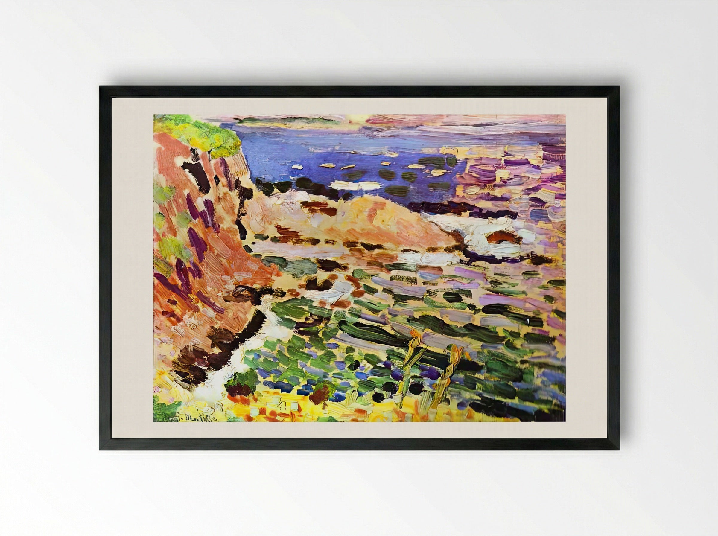 The Moulade by Henri Matisse – Fauvist Coastal Scene Print - Framed Print Black