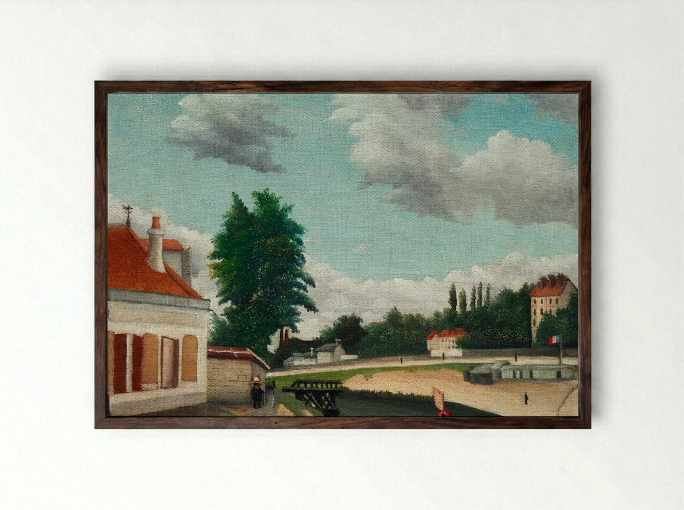 Outskirts of Paris - Henri Rousseau - Framed Print Dark Wood