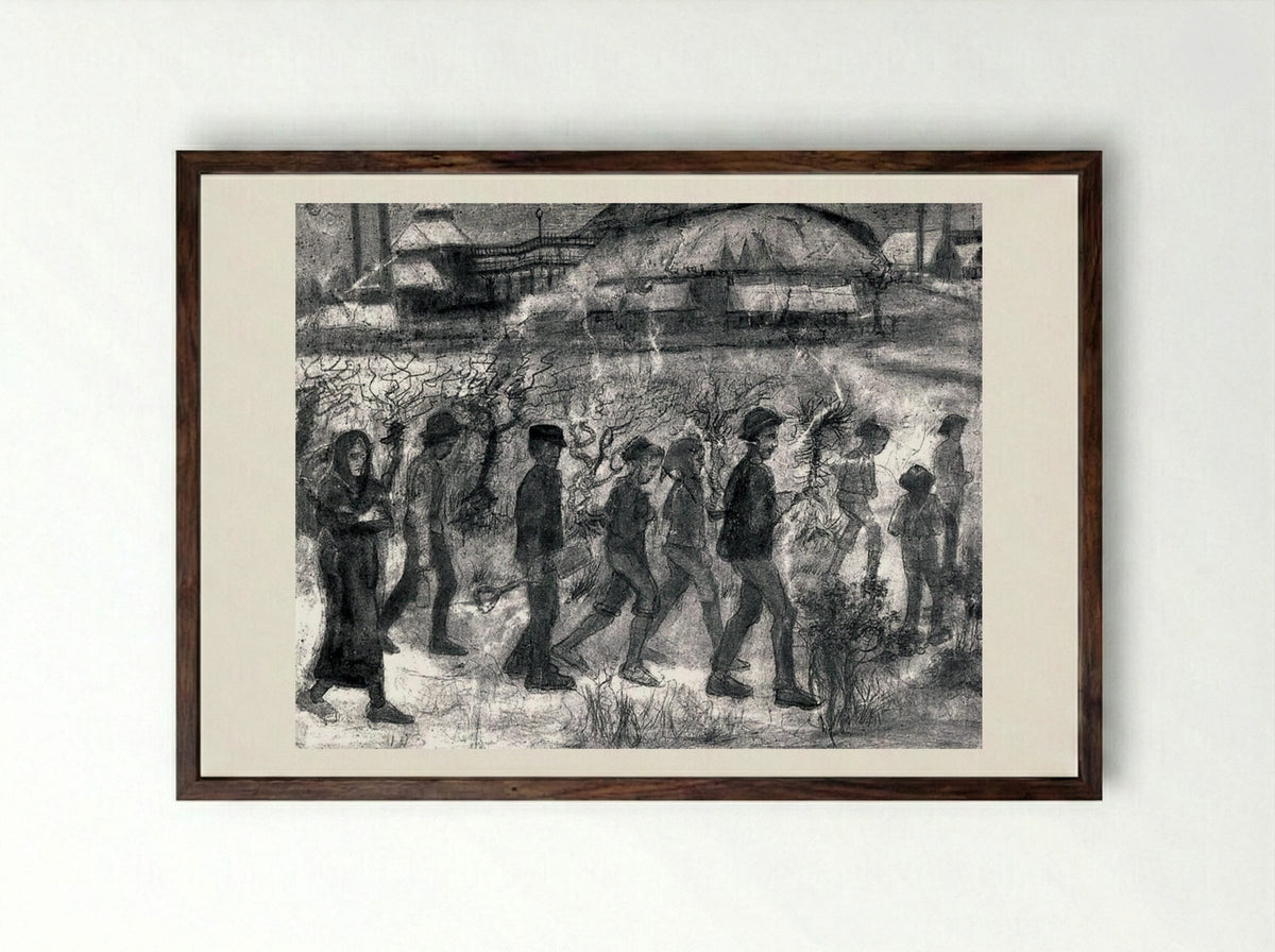 Miners - Käthe Kollwitz - Framed Print Dark Wood