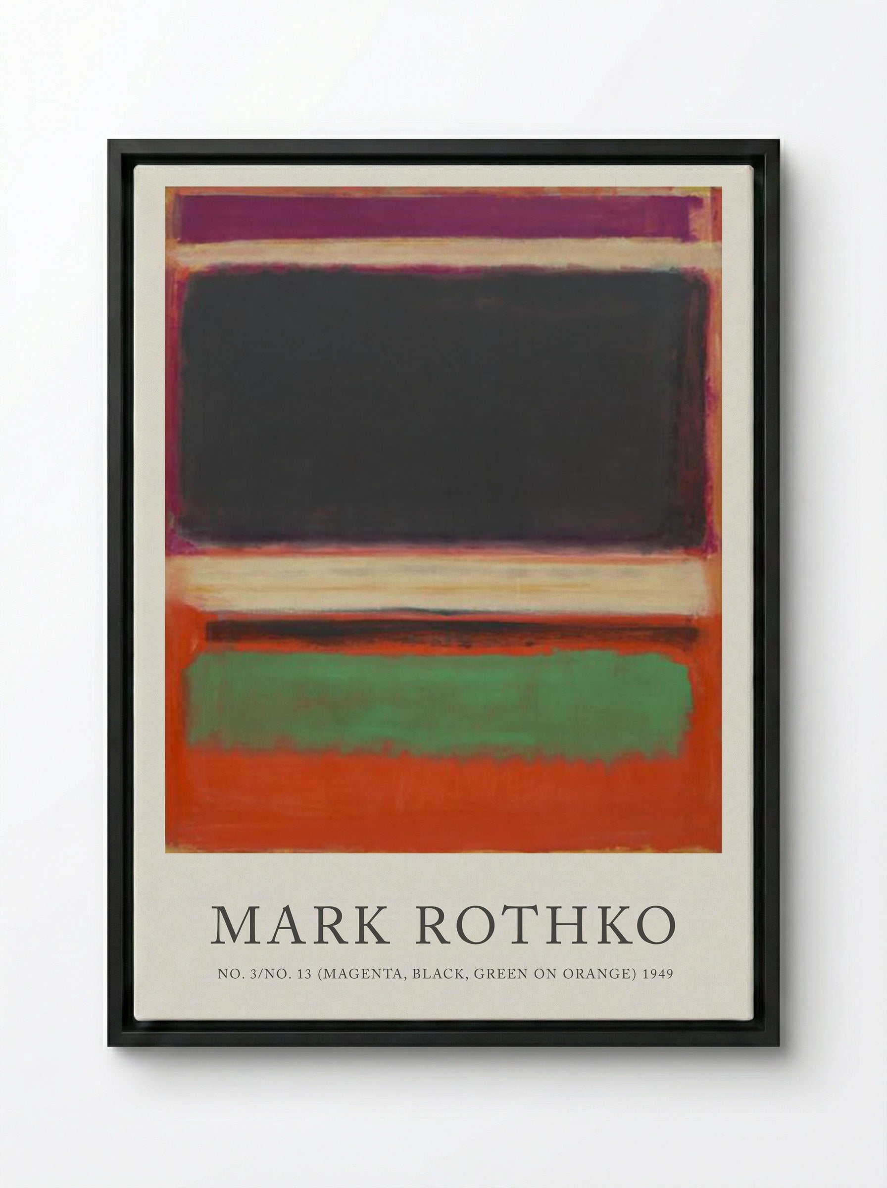 No. 3/No. 13 (Magenta, Black, Green on Orange) - Mark Rothko - Framed Canvas Black