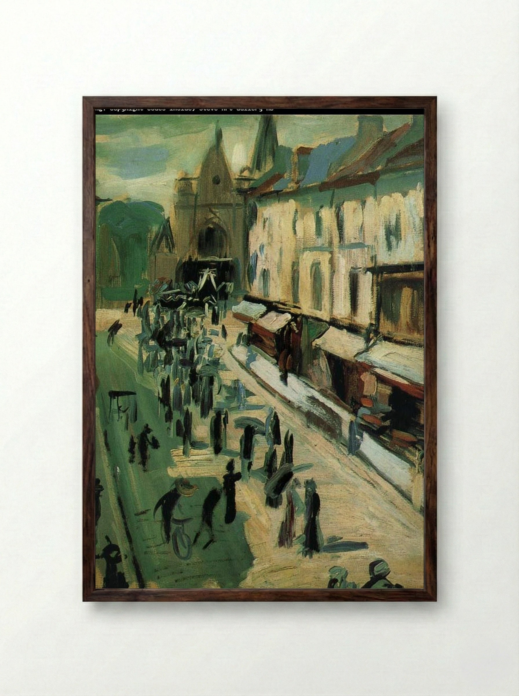 Funeral Procession in a Town Square - Fine Art Print - Framed Print Dark Wood