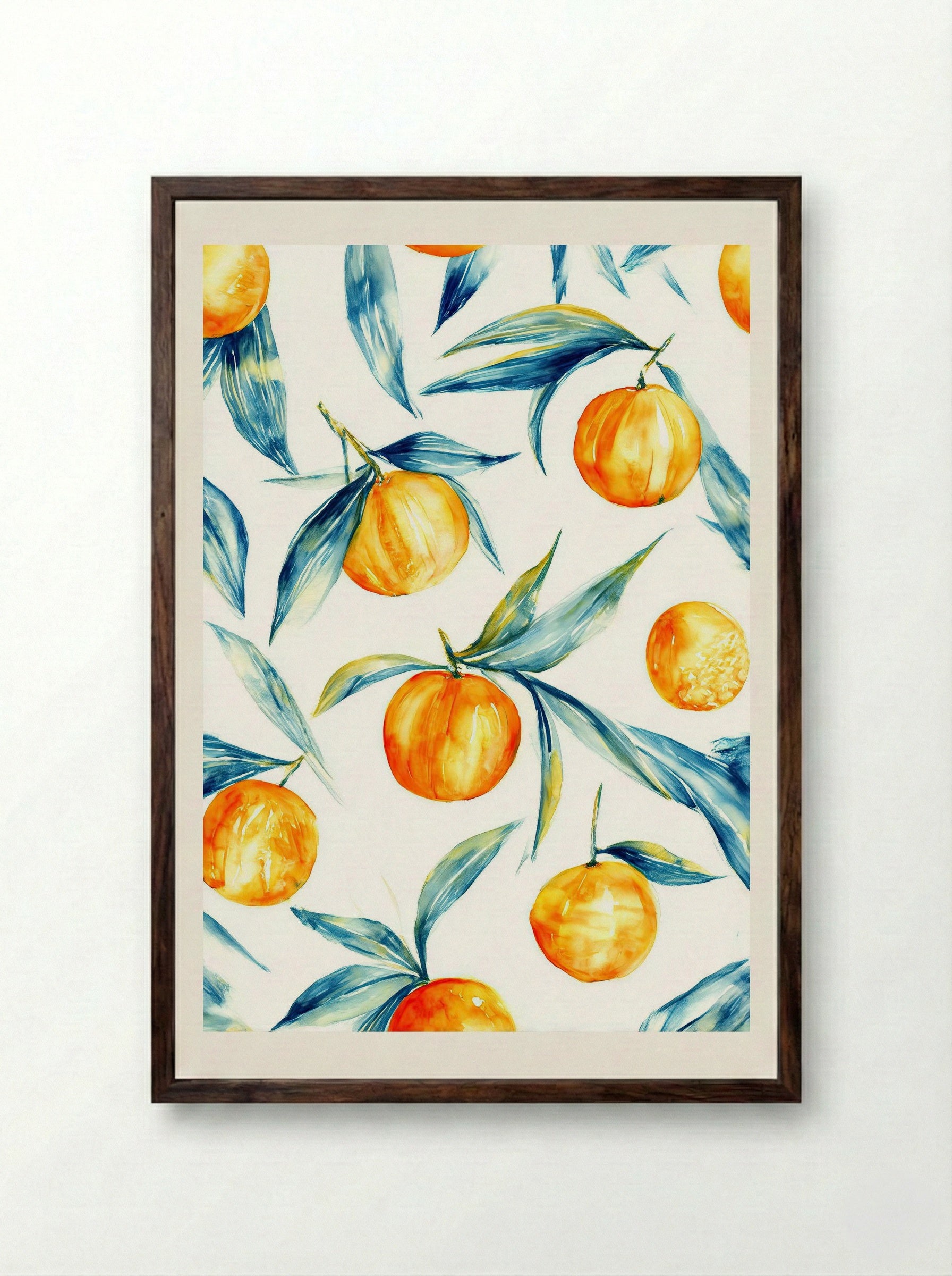 Sun Kissed Citrus Pattern - Framed Print Dark Wood