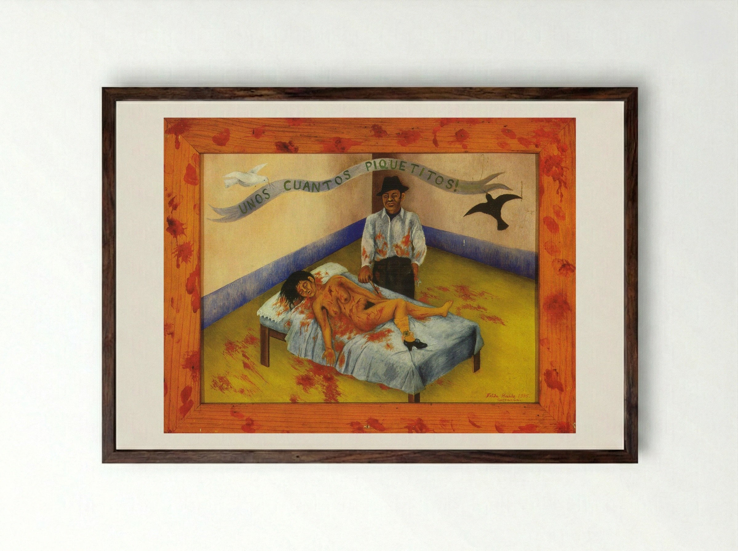 Unos Cuantos Piquetitos (A Few Small Nips) - Frida Kahlo - Framed Print Dark Wood
