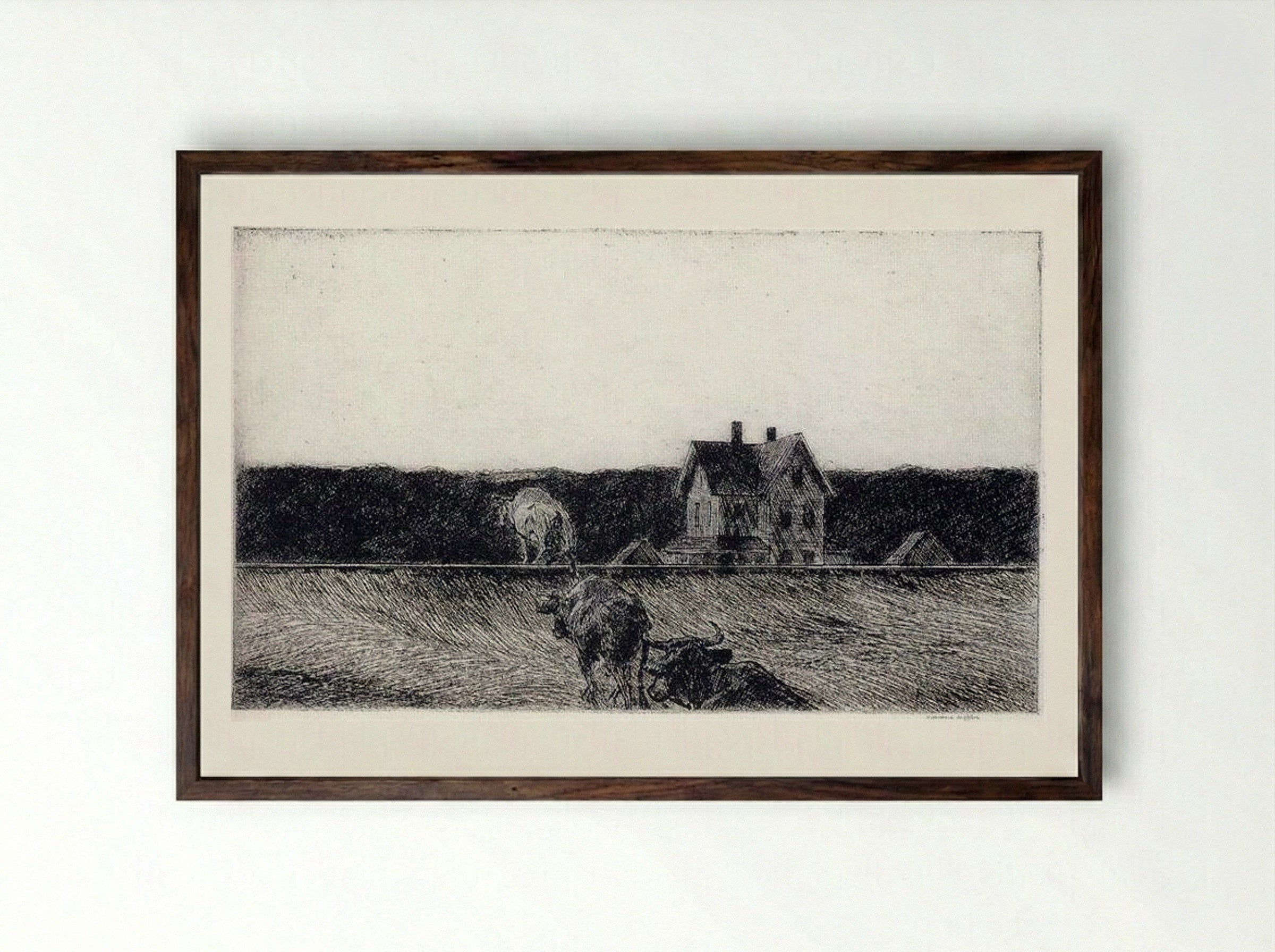 American Landscape - Edward Hopper - Framed Print Dark Wood
