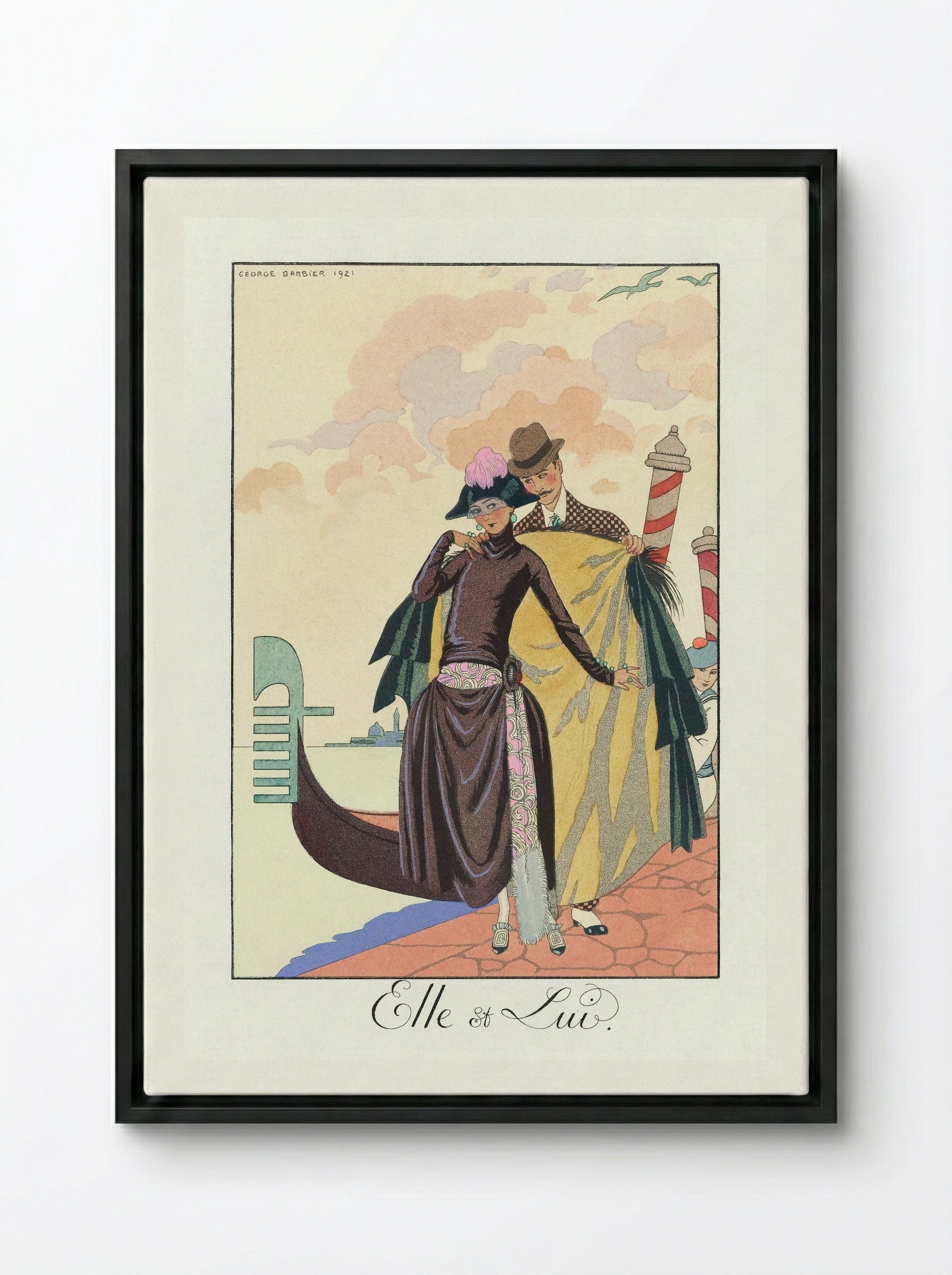 Elle et Lui - George Barbier - Framed Canvas Black