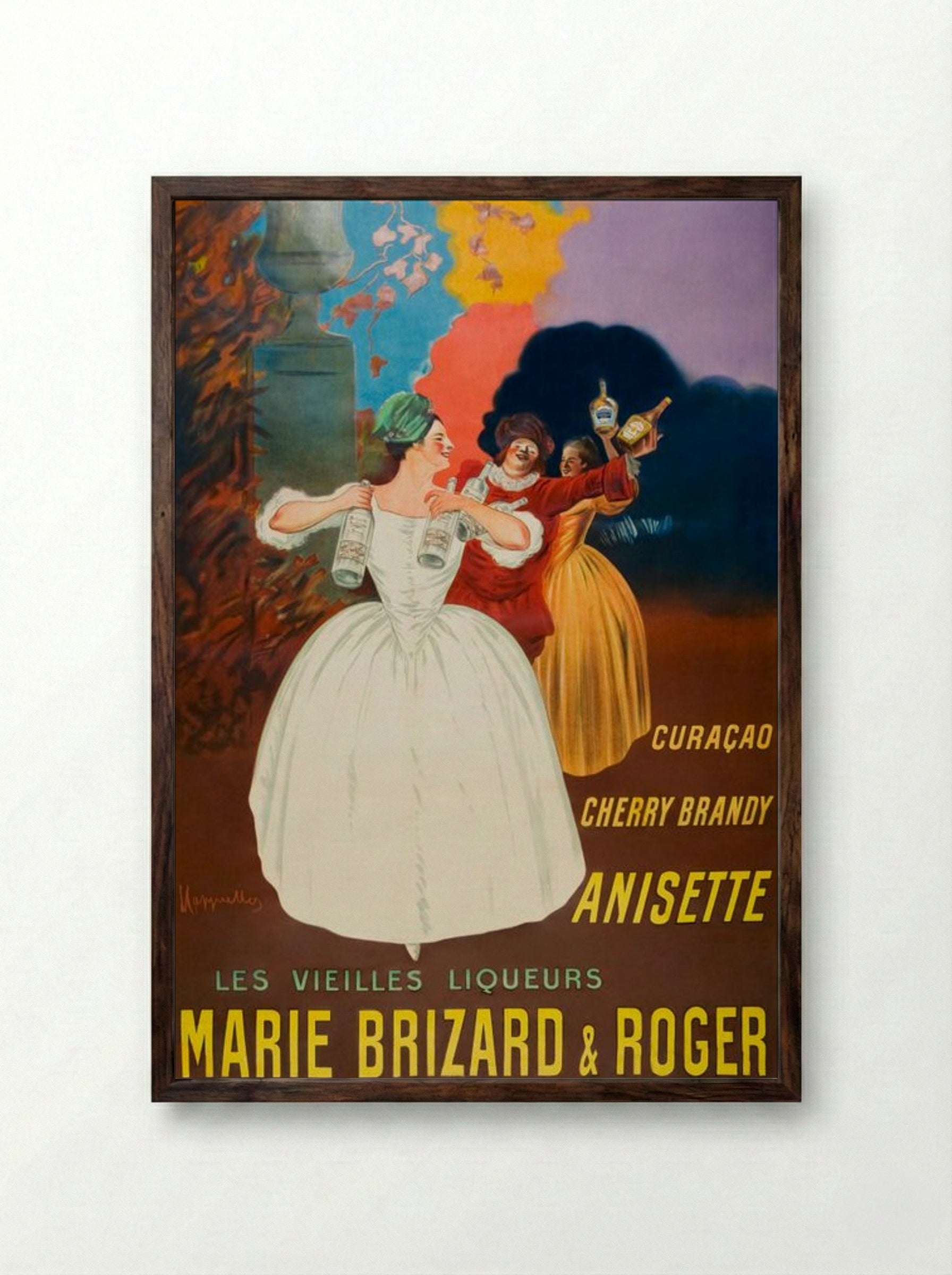 The Old Liqueurs Marie Brizard & Roger - Leonetto Cappiello - Framed Print Dark Wood