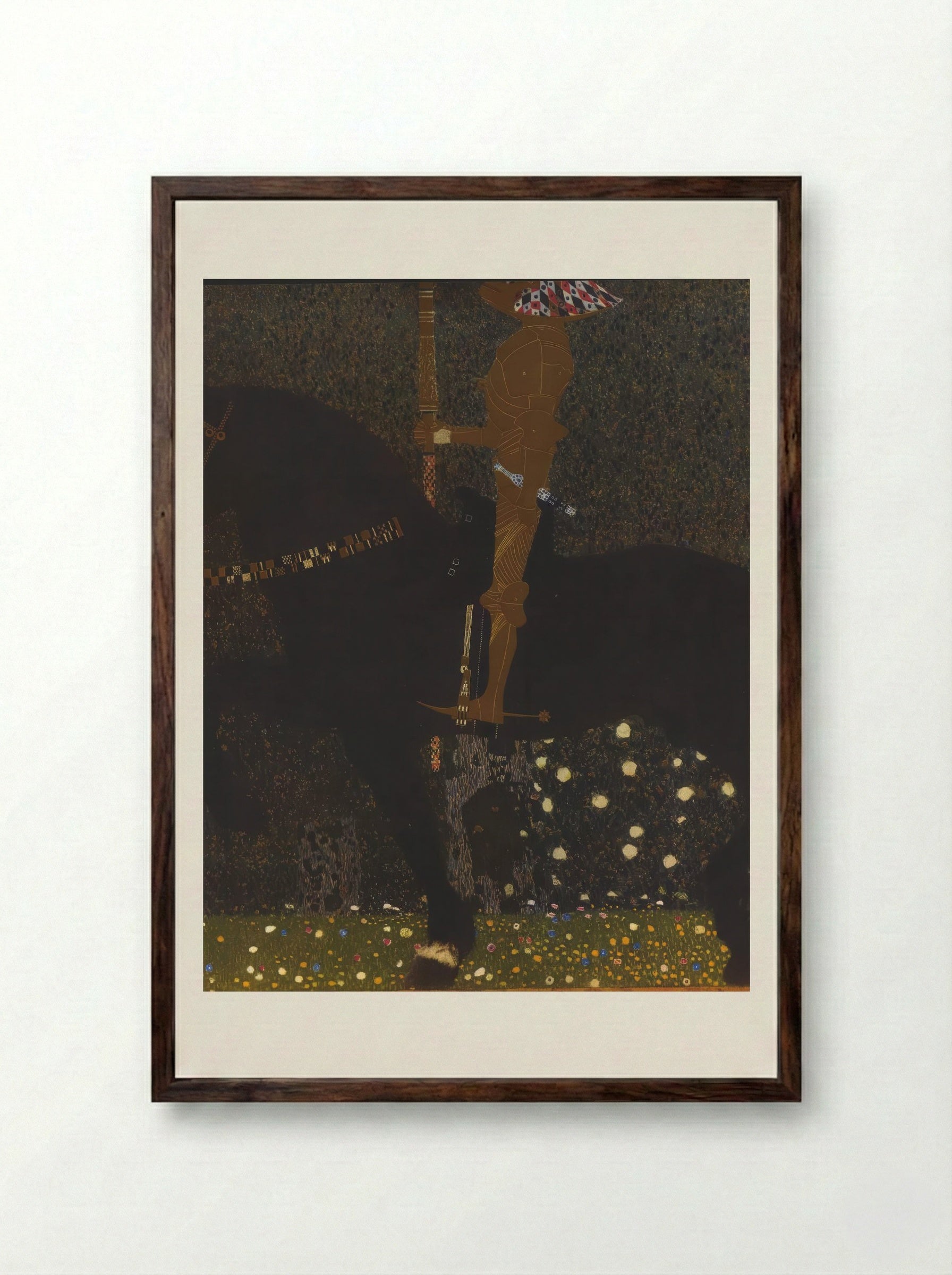 The Golden Knight - Gustav Klimt - Framed Print Dark Wood