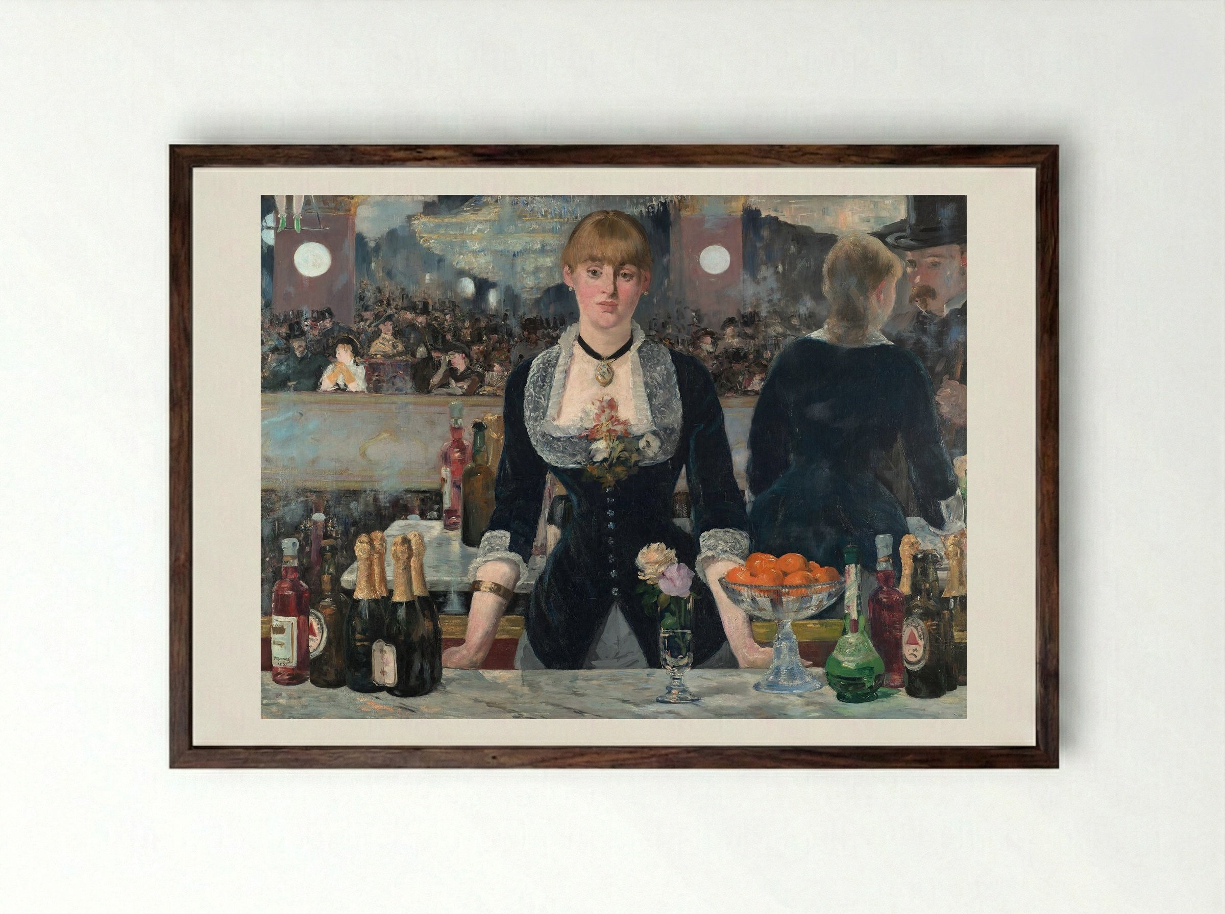 A Bar at the Folies-Bergère - Édouard Manet - Framed Print Dark Wood