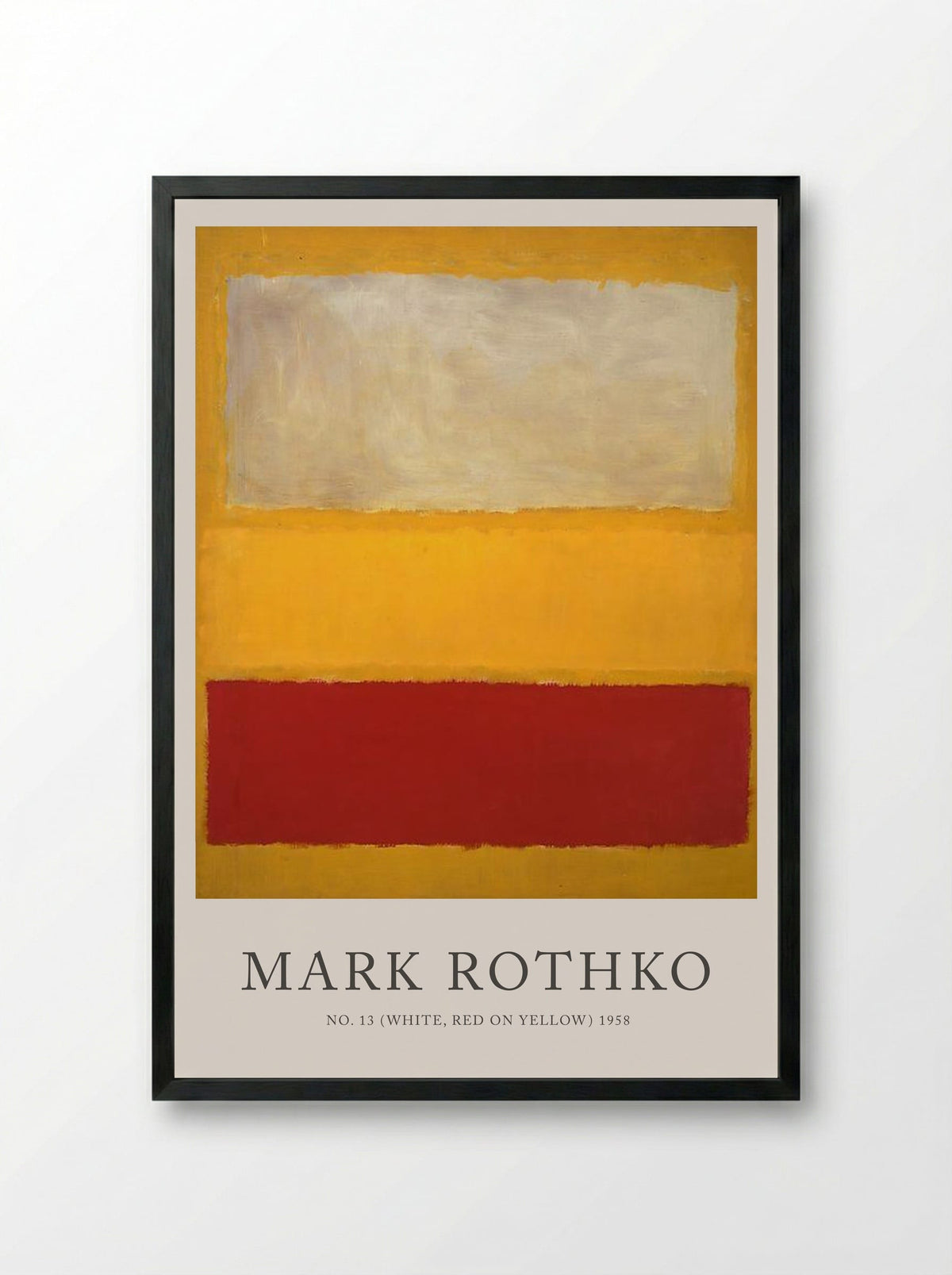 No. 13 (White, Red on Yellow) - Mark Rothko - Framed Print Black