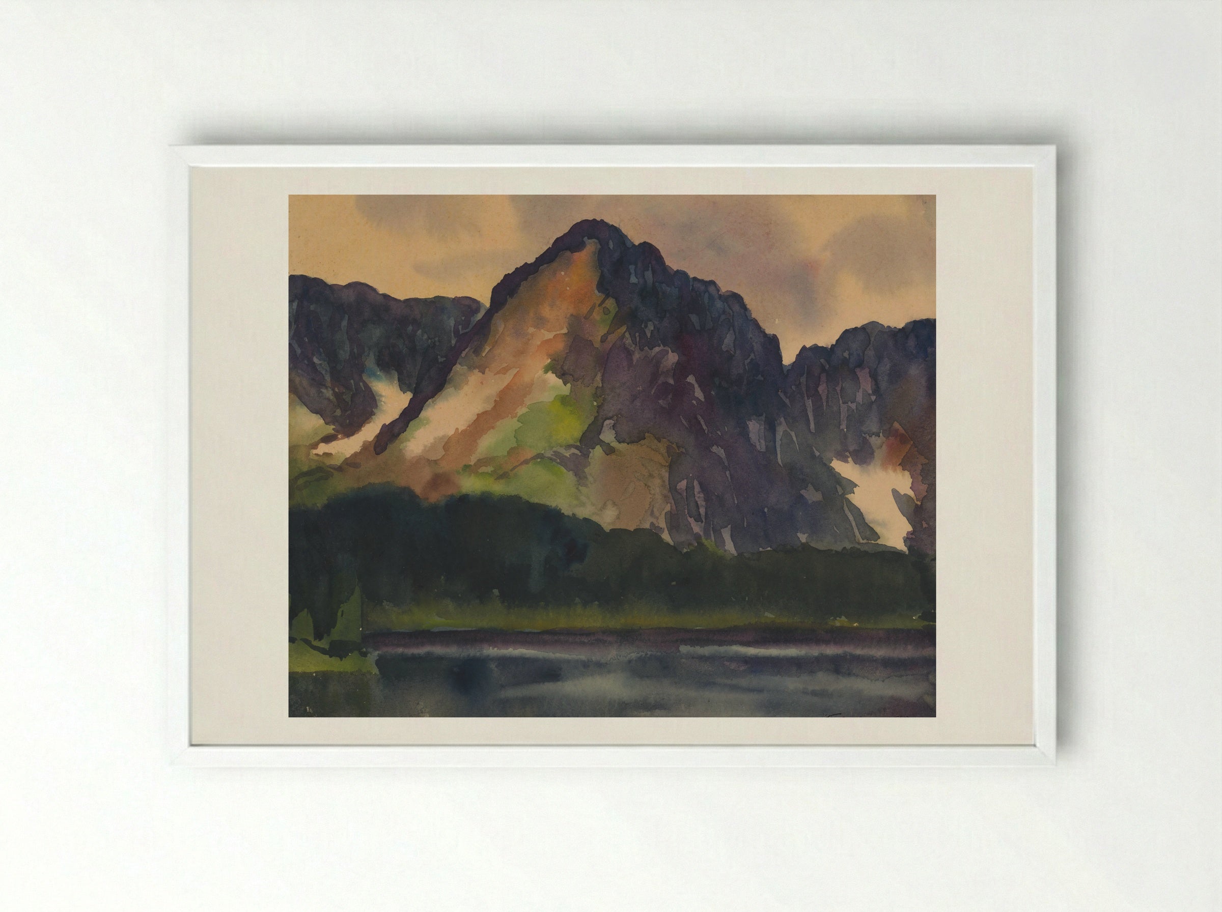 Rocky Hills Above River - Zolo Palugyay - Framed Print White