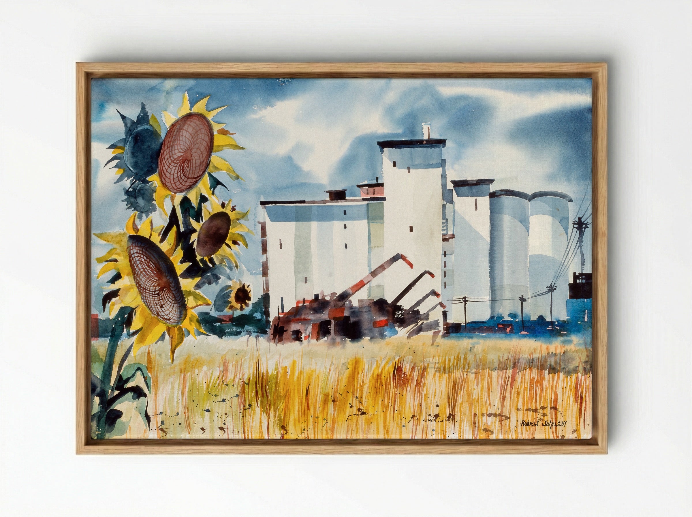 Grain Elevator, Kansas - Robert Johnson - Framed Canvas Wood