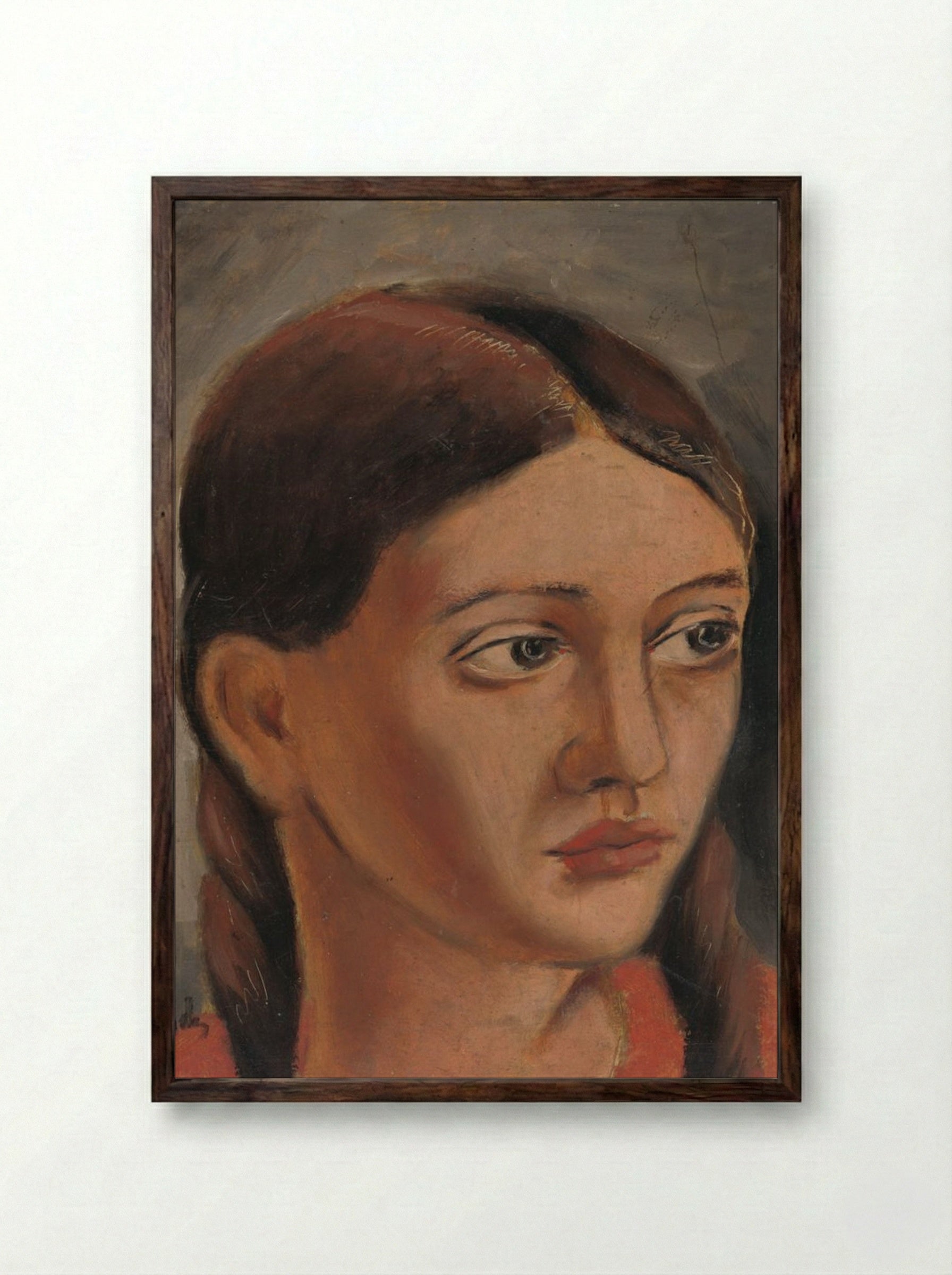 Girl's Head - Mikuláš Galanda - Framed Print Dark Wood
