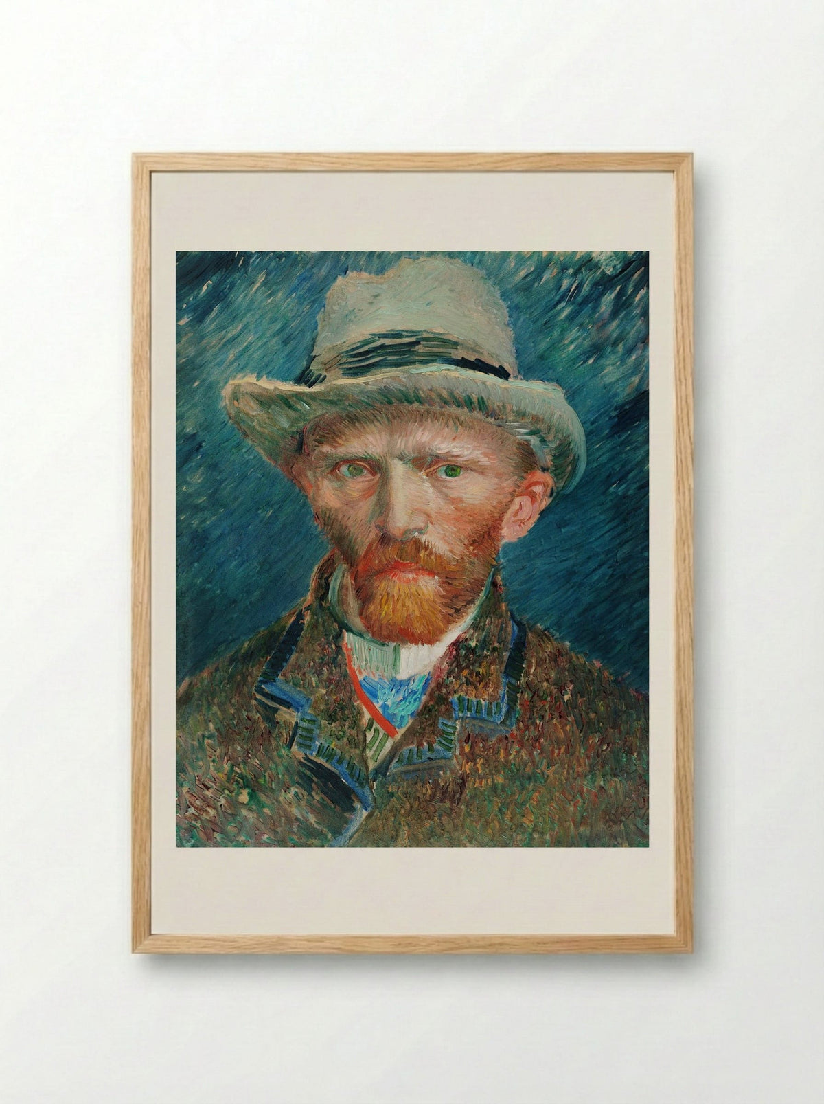 Self-Portrait with Grey Felt Hat - Vincent van Gogh - Framed Print Wood