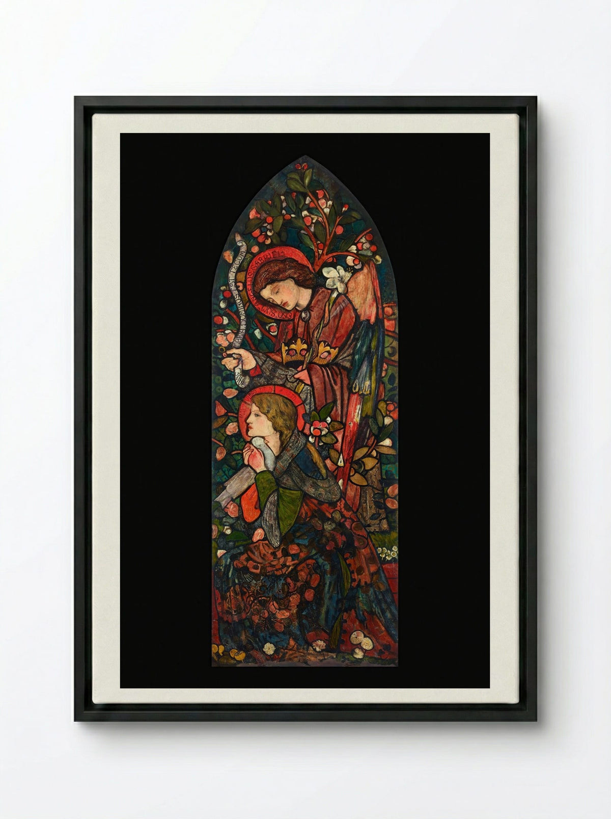 The Annunciation - Sir Edward Burne-Jones - Framed Canvas Black