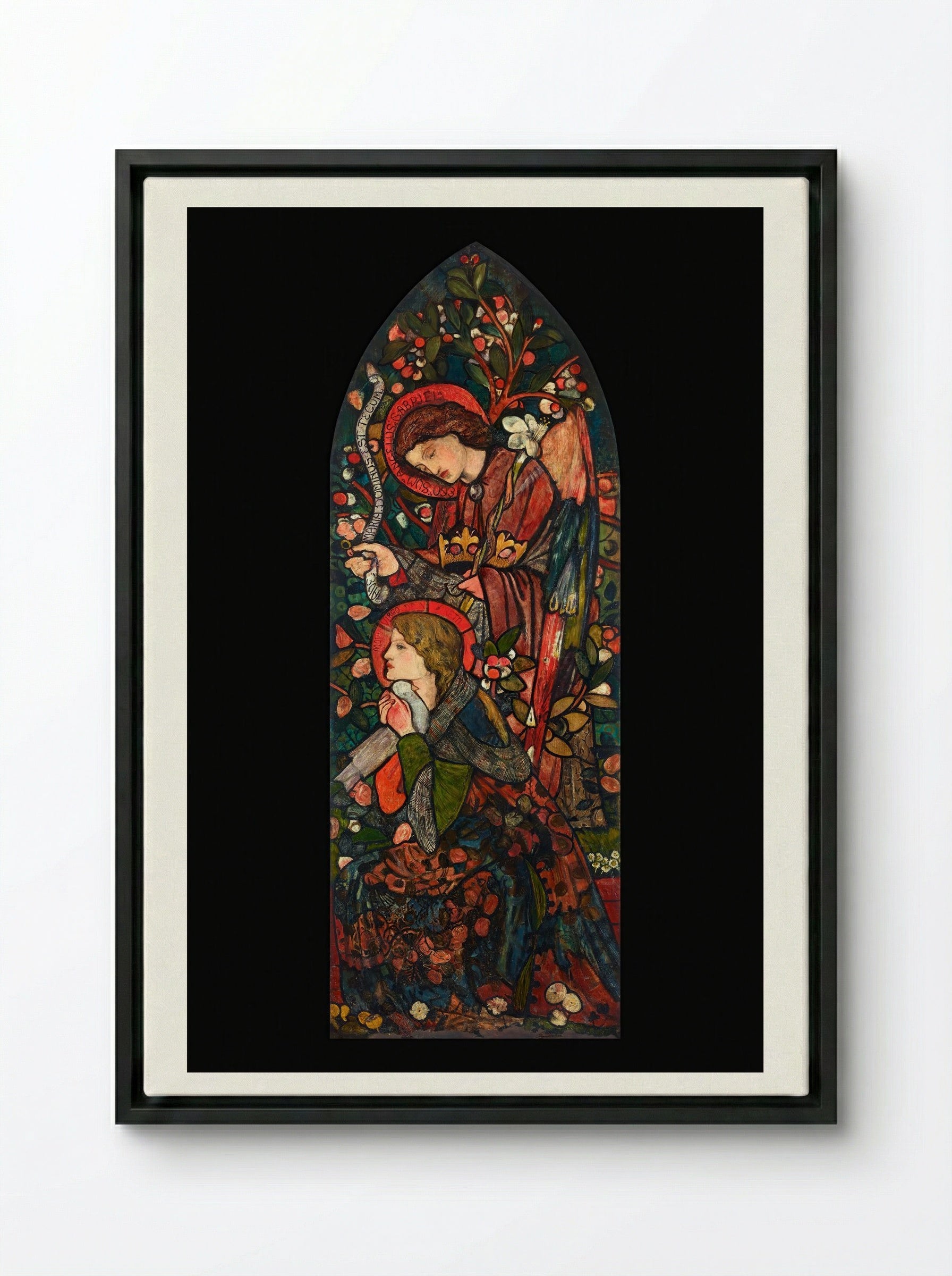 The Annunciation - Sir Edward Burne-Jones - Framed Canvas Black